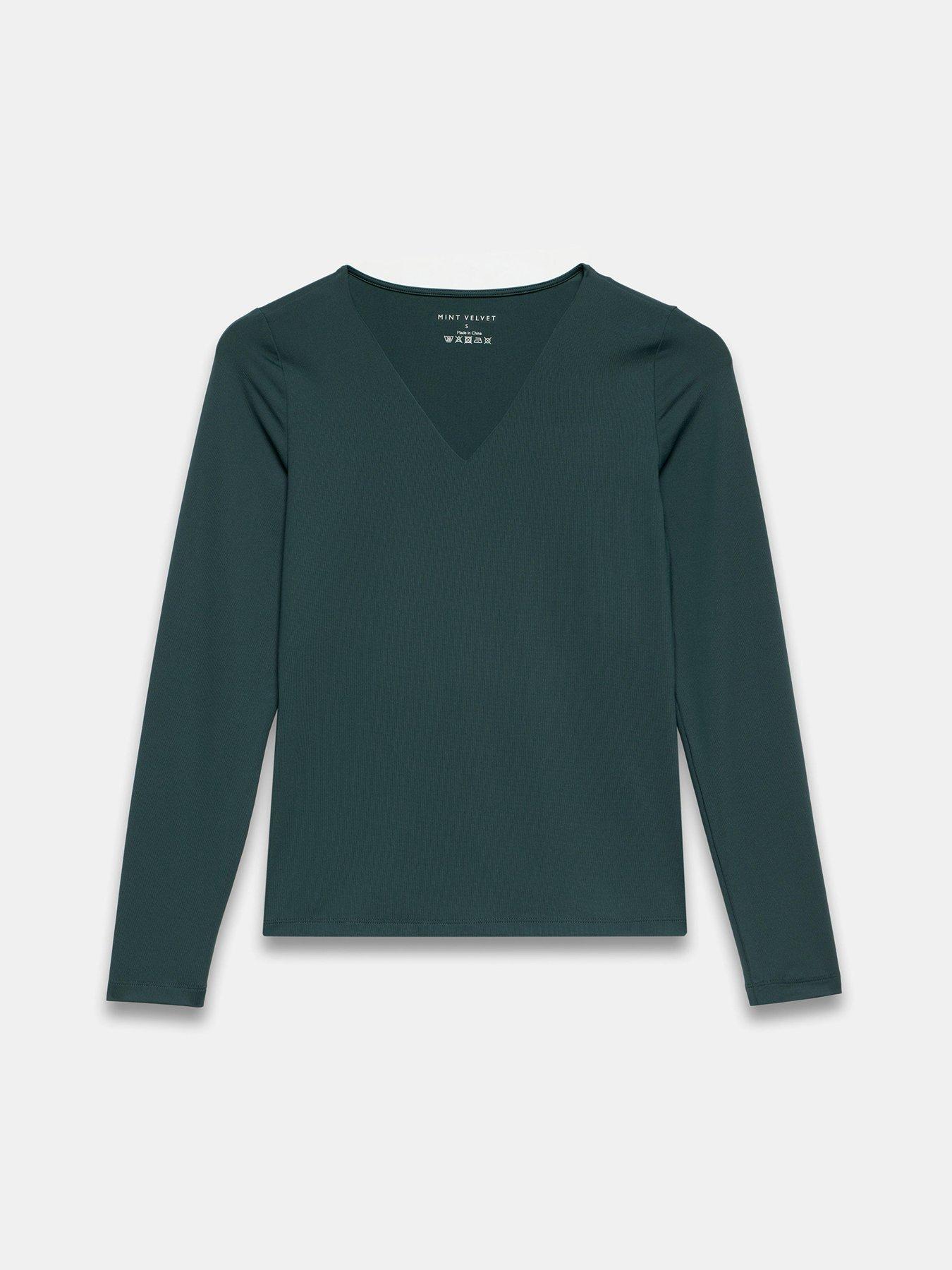 Image 5 of 6 of Mint Velvet Green V Neck Layering Top