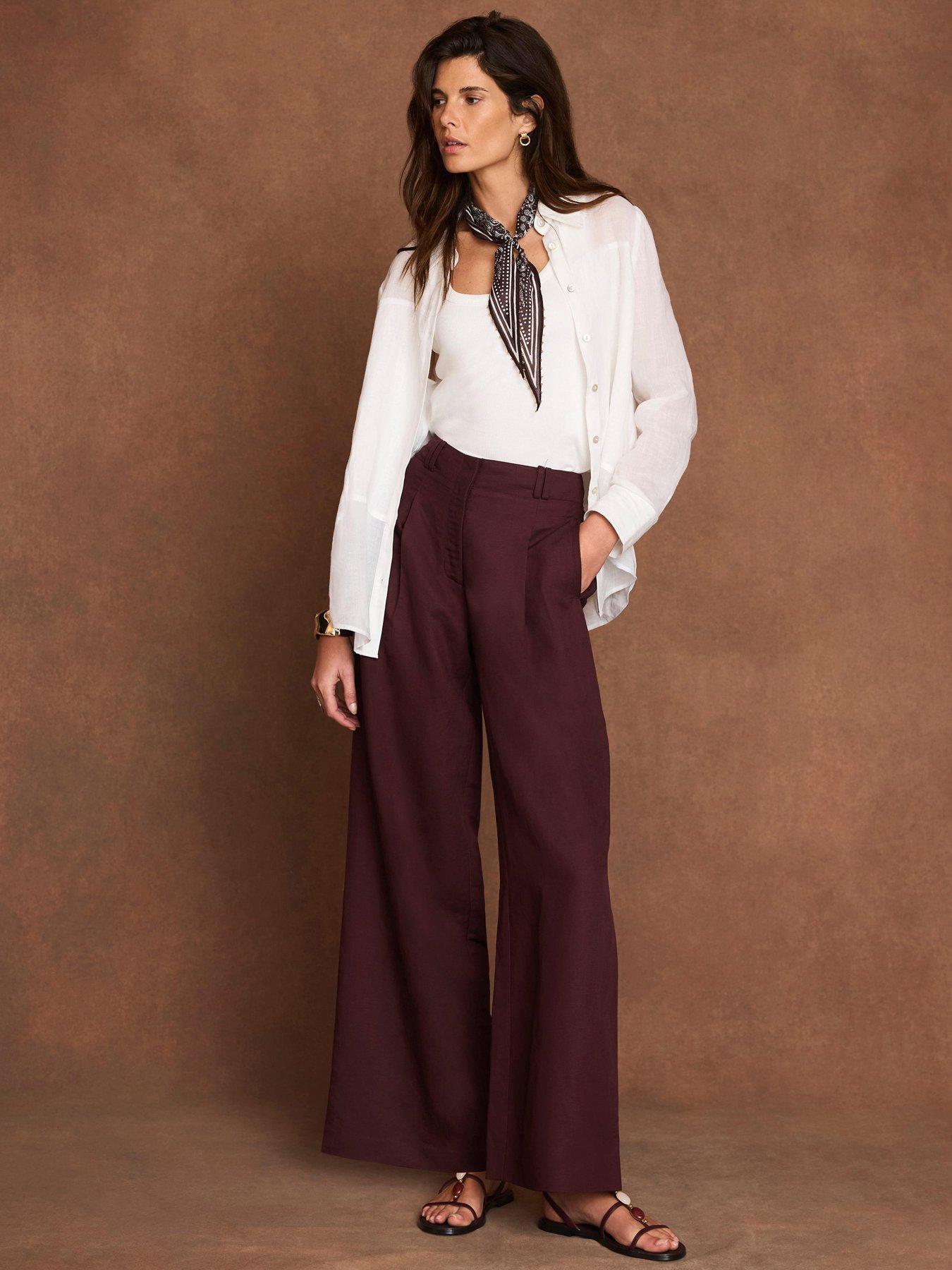 Mint Velvet Linen Pleat Leg Trouser - Red