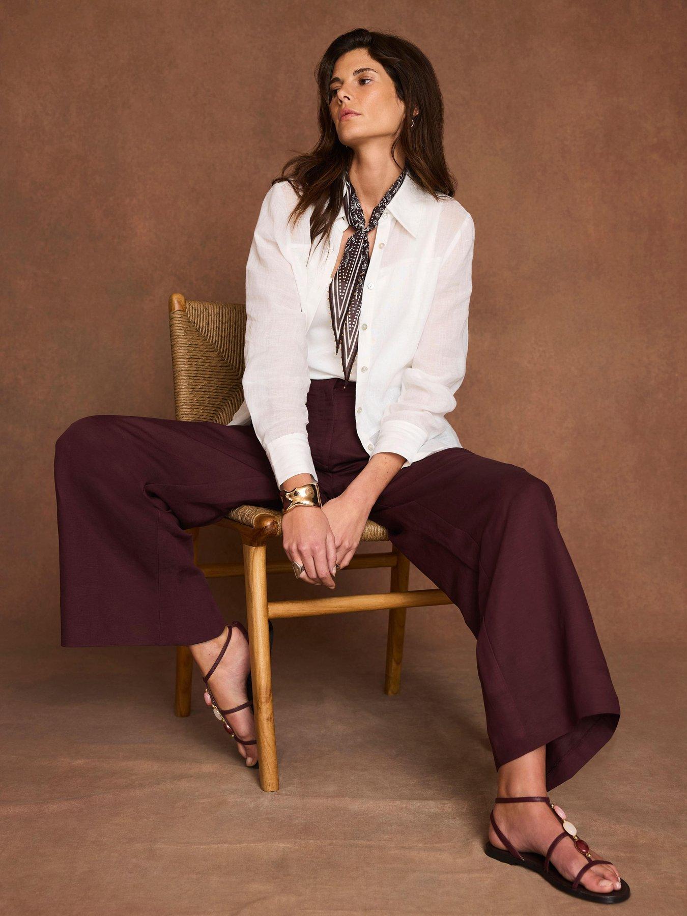 Image 3 of 6 of Mint Velvet Red Linen Pleat Leg Trouser