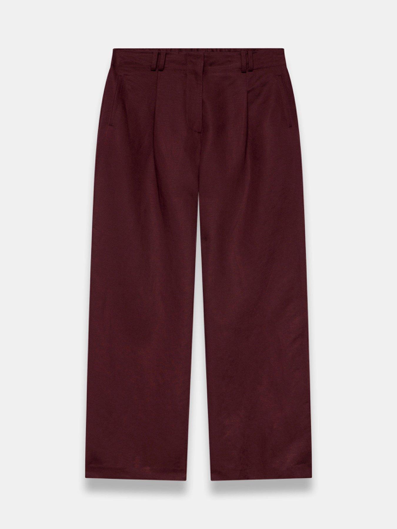 Image 5 of 6 of Mint Velvet Red Linen Pleat Leg Trouser