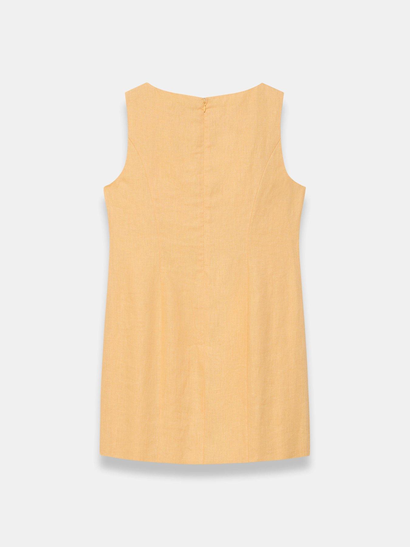 Image 6 of 6 of Mint Velvet Bead Detail Linen Shift Dress - Yellow