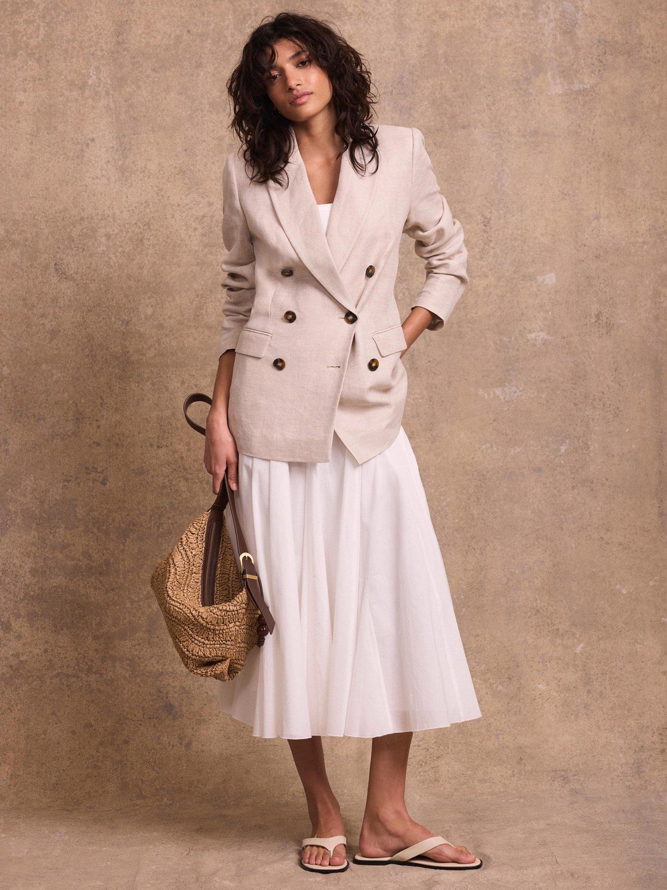 Mint Velvet Neutral Linen Db Blazer - Beige