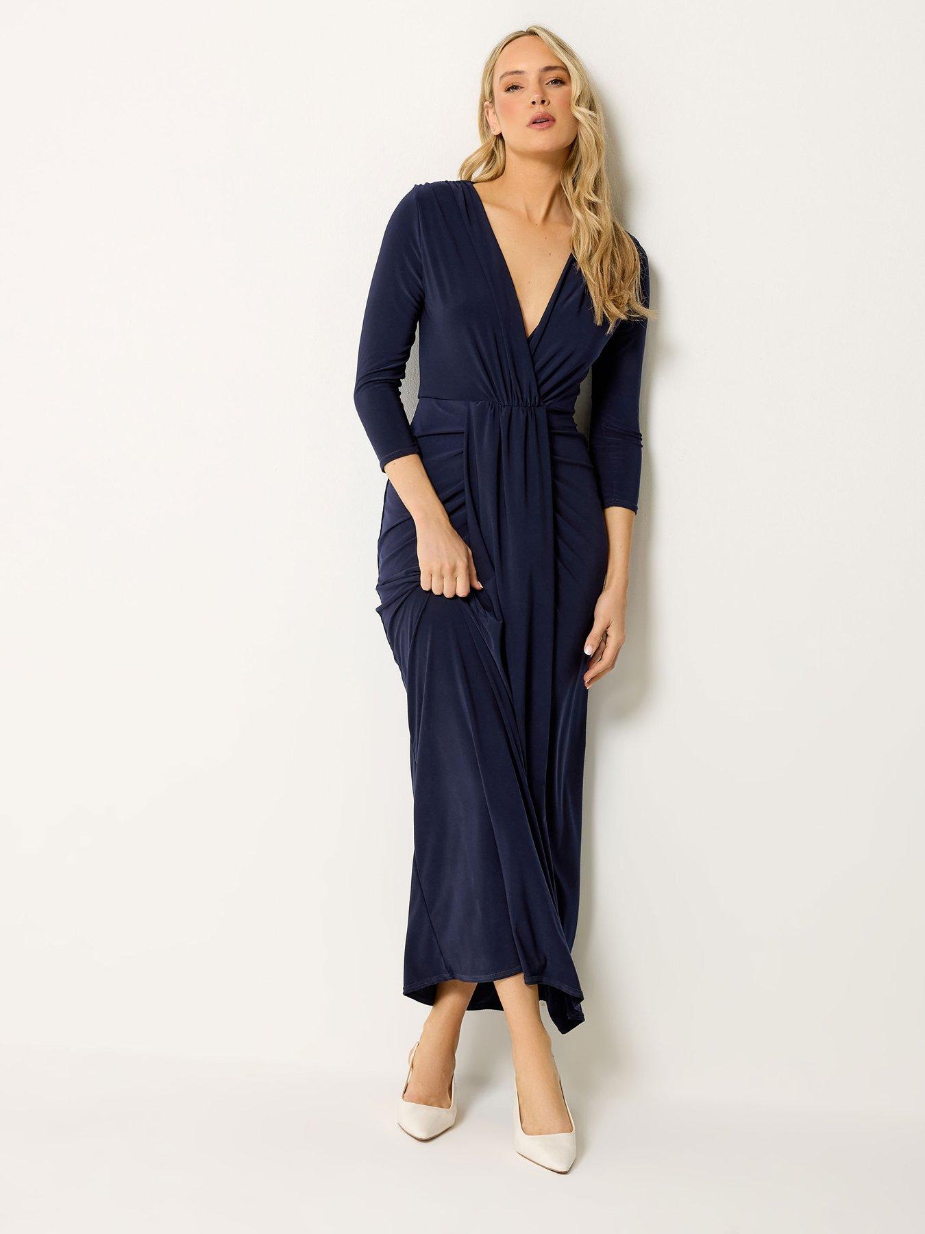 Long Tall Sally Drape Wrap Dress - Blue