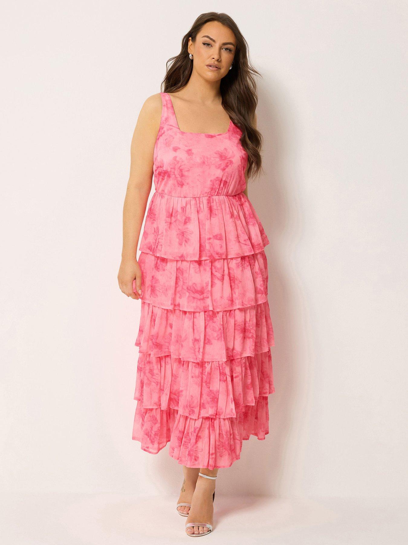 Yours Curve Floral Ruffle Layered Skirt Dress