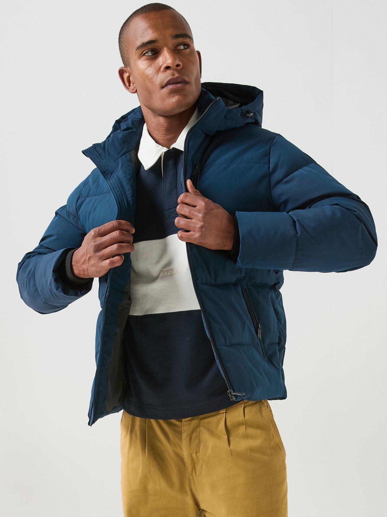 Jack & Jones Becks Puffer Jacket - Navy in Sky Captain