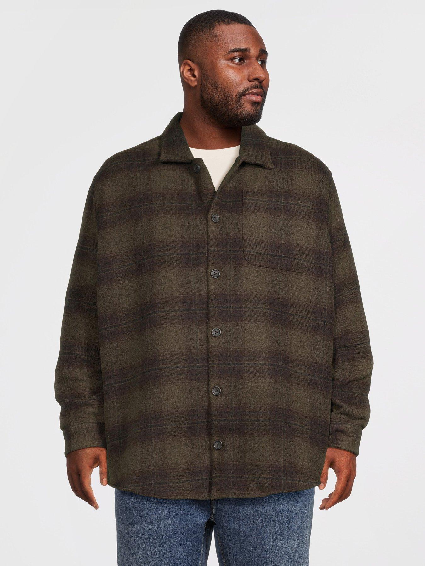 Jack & Jones Plus Soho Ollie Long Sleeve Overshirt - Khaki