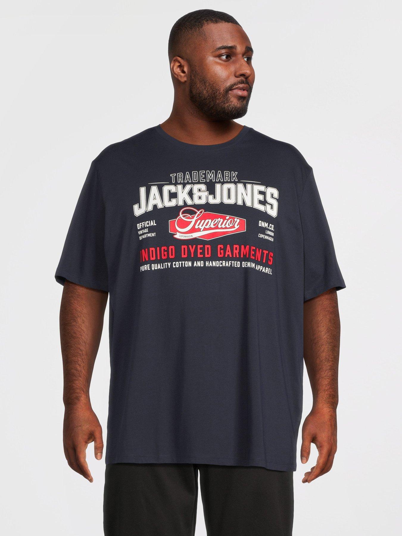 Jack & Jones Plus Logo Short Sleeve T-Shirt - Navy