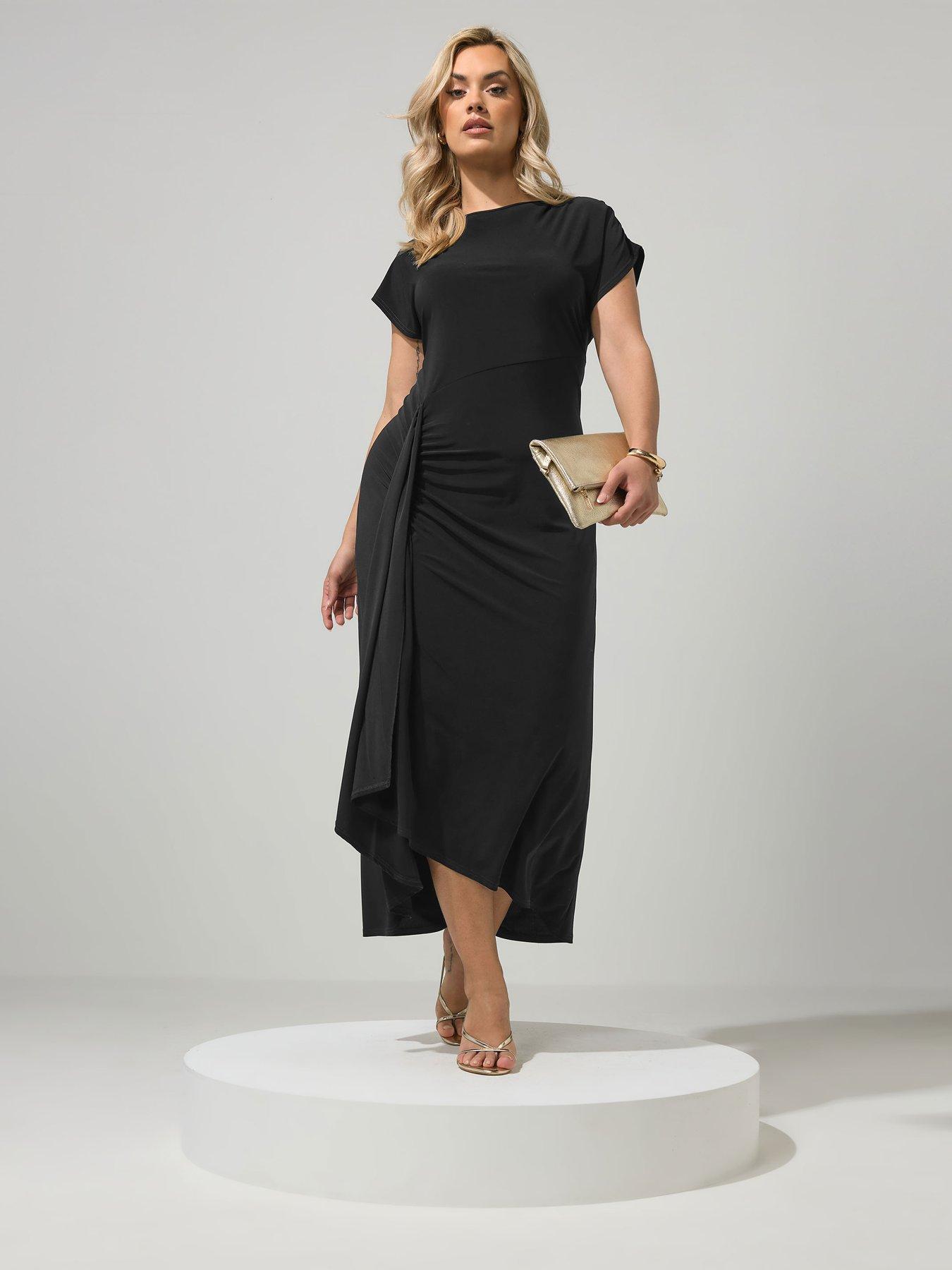 Yours Curve Gathered Detail Dress - Black