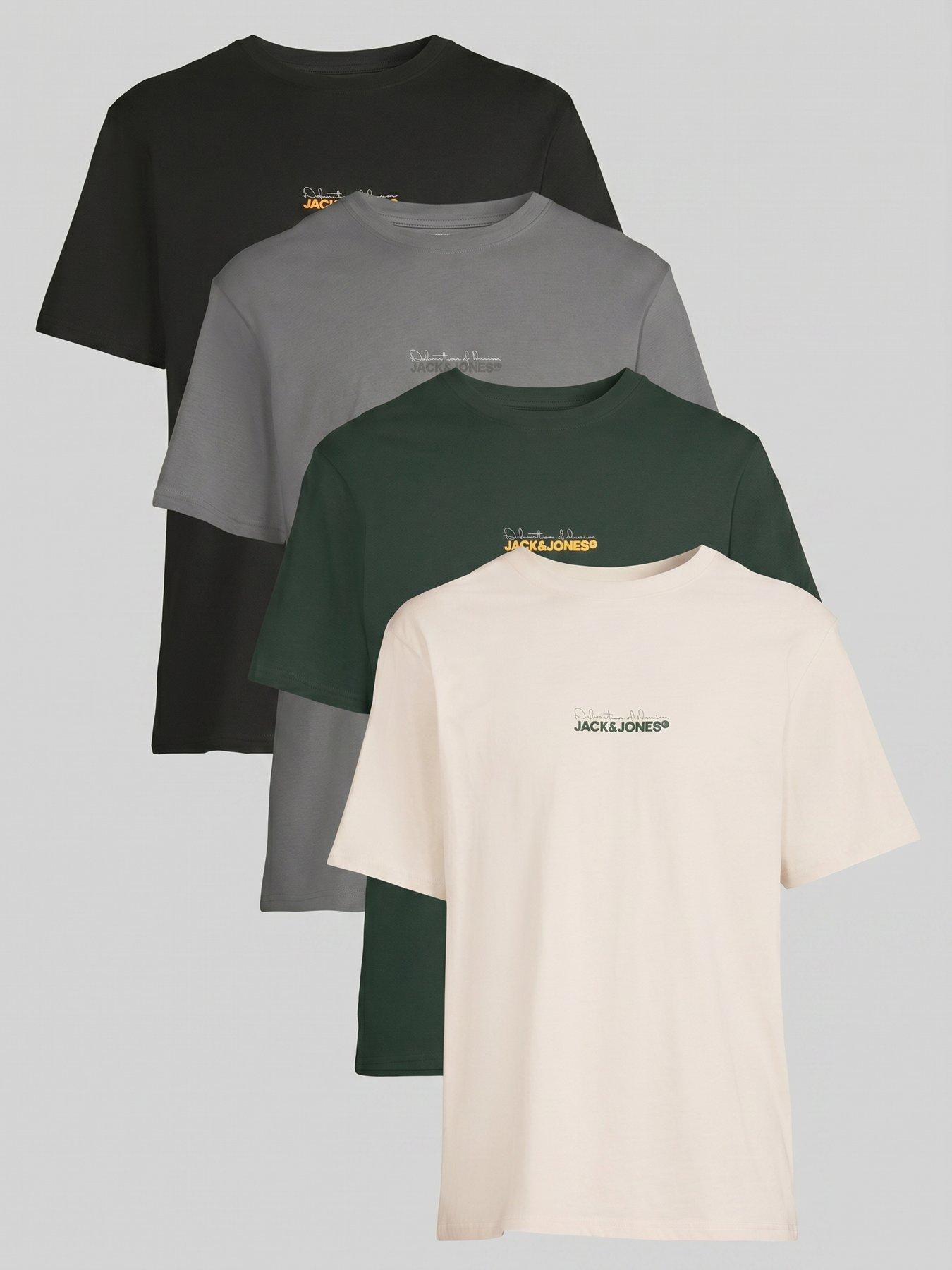 Jack & Jones Kendrick Crew Neck T-Shirt 4 Pack - Turbulence