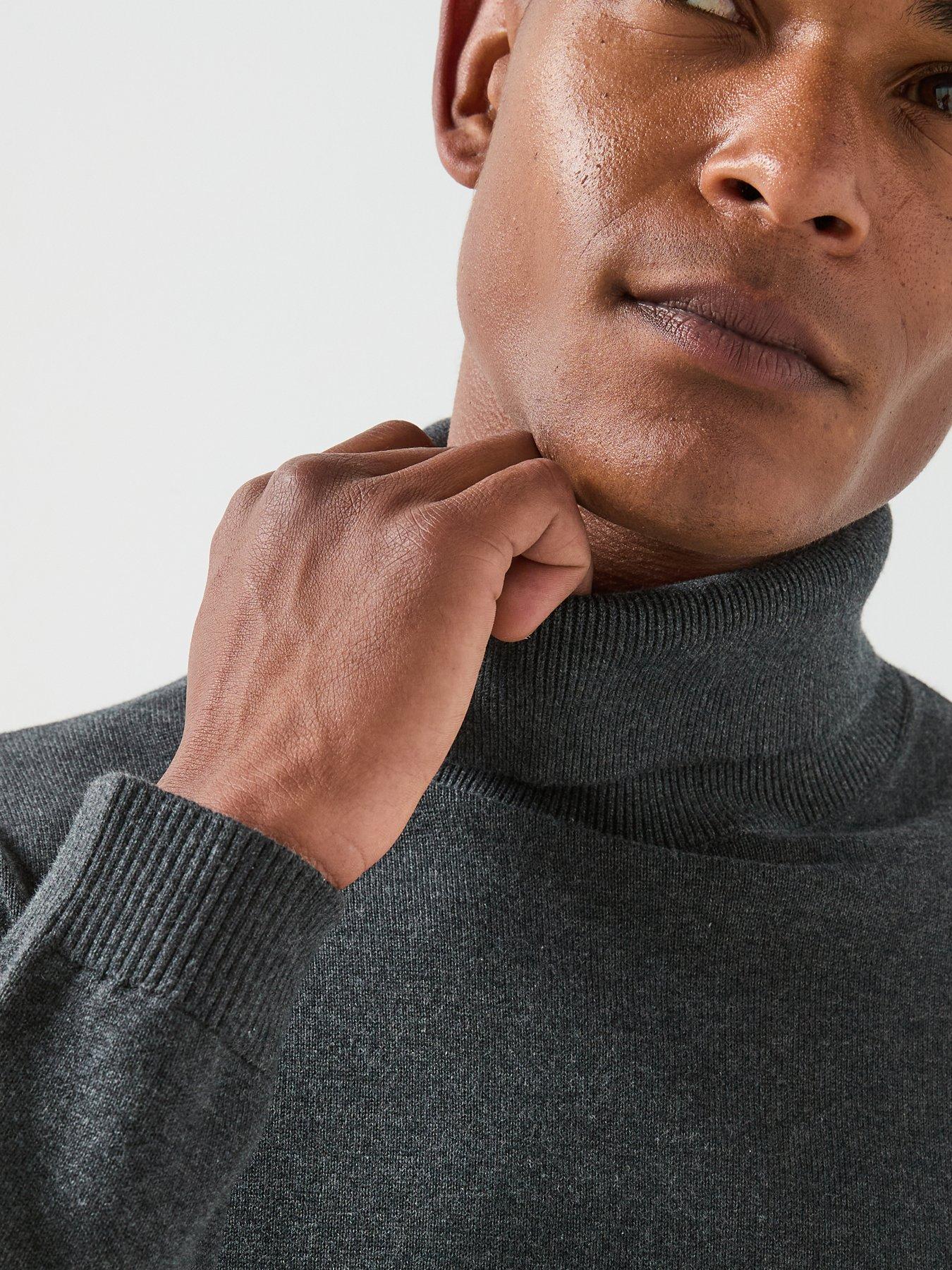 Image 4 of 6 of Jack & Jones Basic Roll Neck Knitted Jumper - Dark Grey Melange