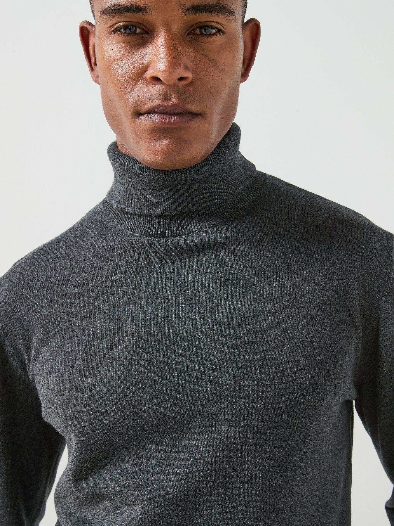 Image 5 of 6 of Jack & Jones Basic Roll Neck Knitted Jumper - Dark Grey Melange