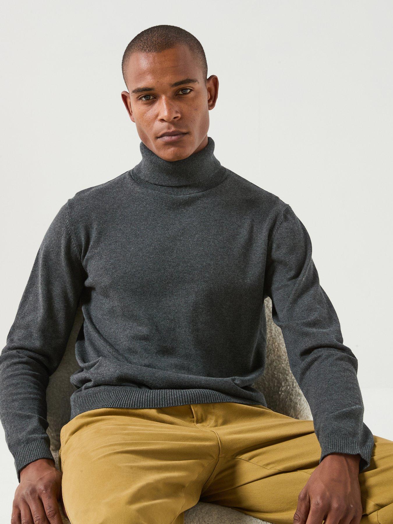 Image 6 of 6 of Jack & Jones Basic Roll Neck Knitted Jumper - Dark Grey Melange