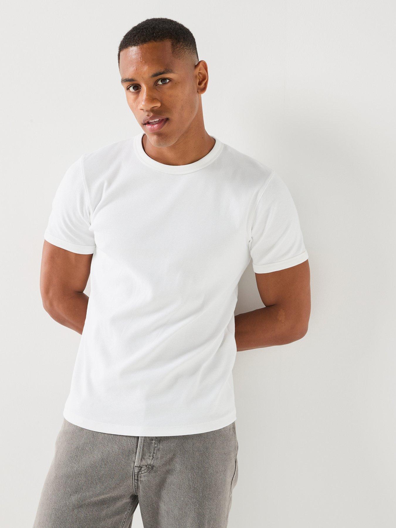 Jack & Jones Rib Crew Neck T-Shirt - White