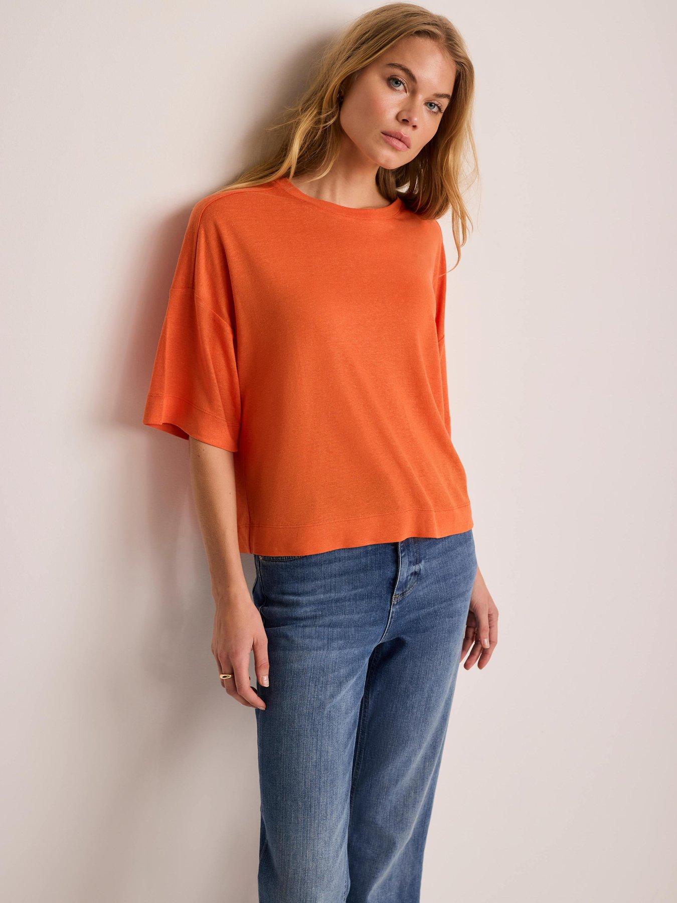Image 4 of 6 of Mint Velvet Orange Linen Blend T-shirt