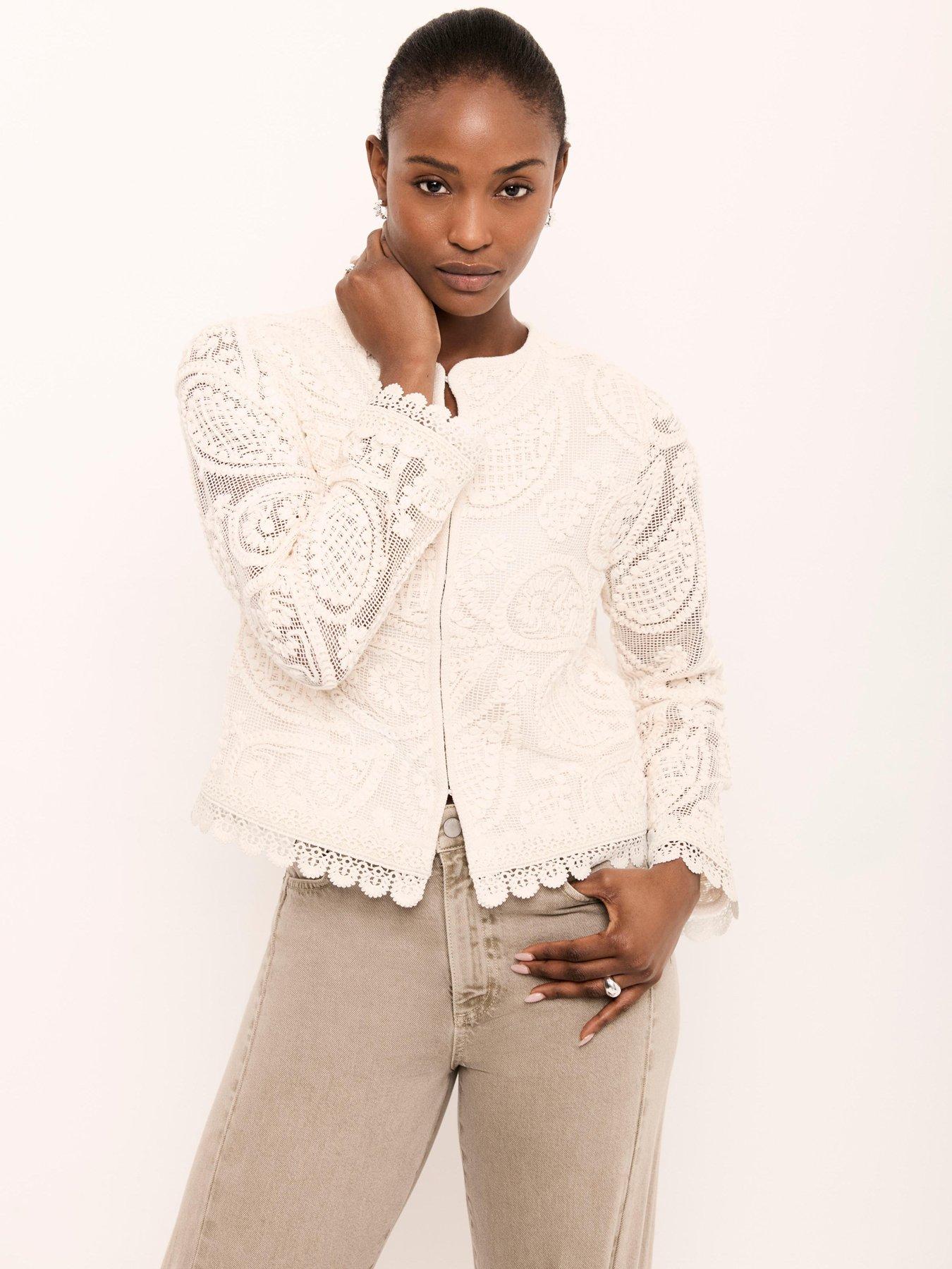 Mint Velvet Neutral Crochet Jacket