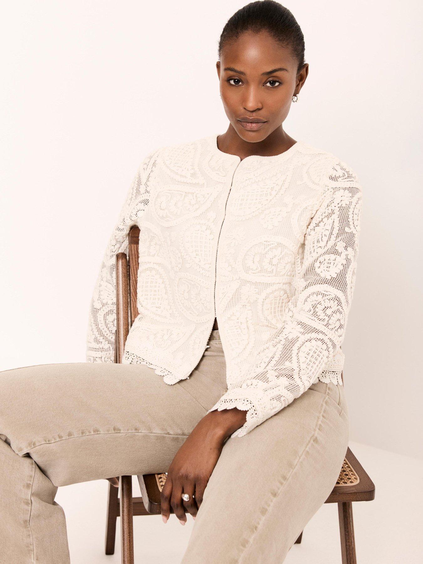 Image 2 of 6 of Mint Velvet Neutral Crochet Jacket