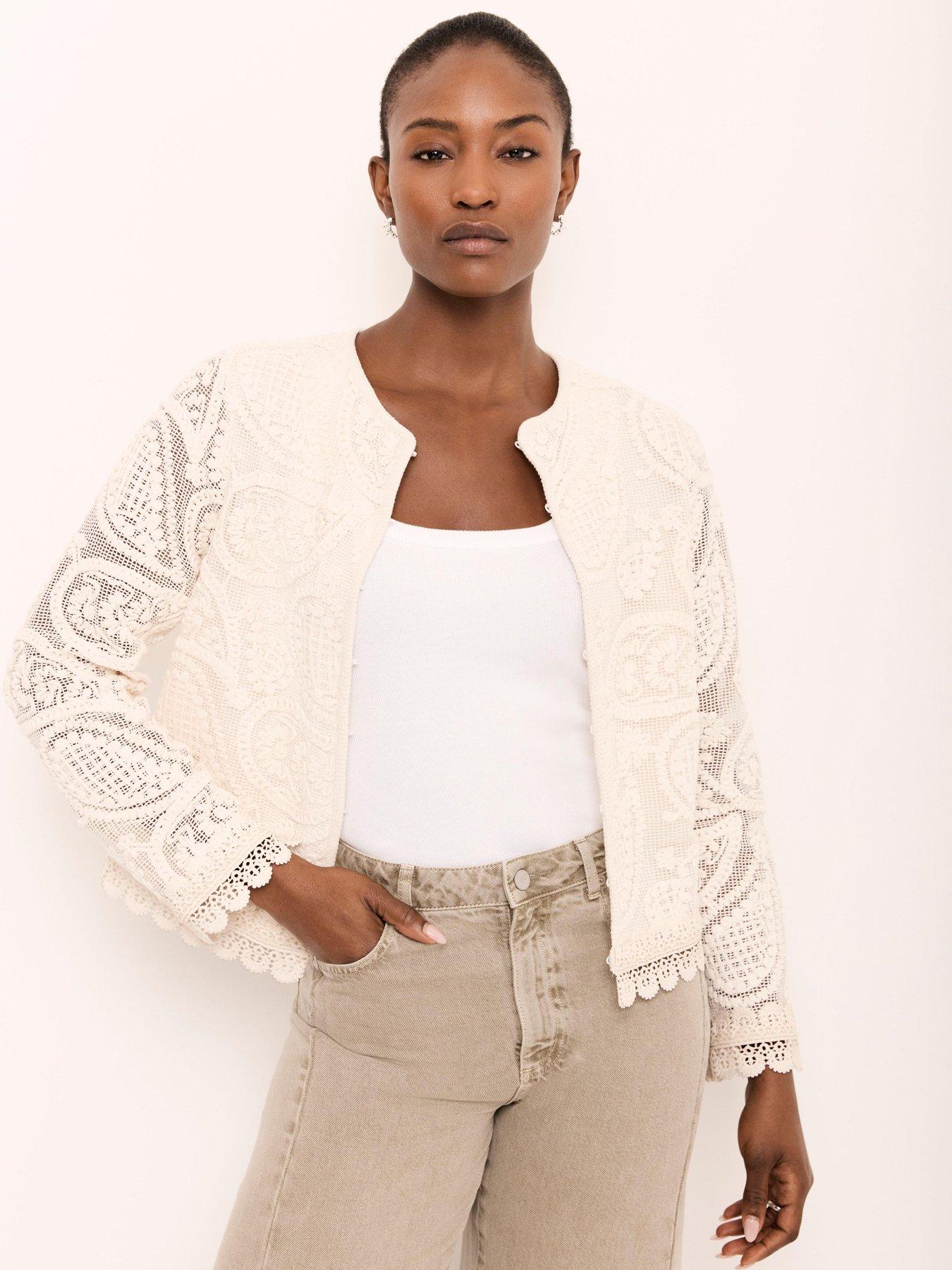 Image 3 of 6 of Mint Velvet Neutral Crochet Jacket
