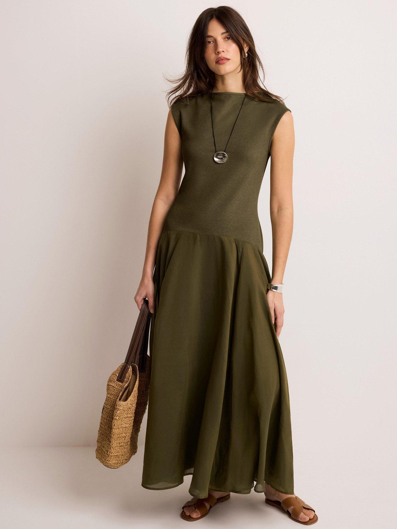 Mint Velvet Flounce Woven Maxi Dress - Green