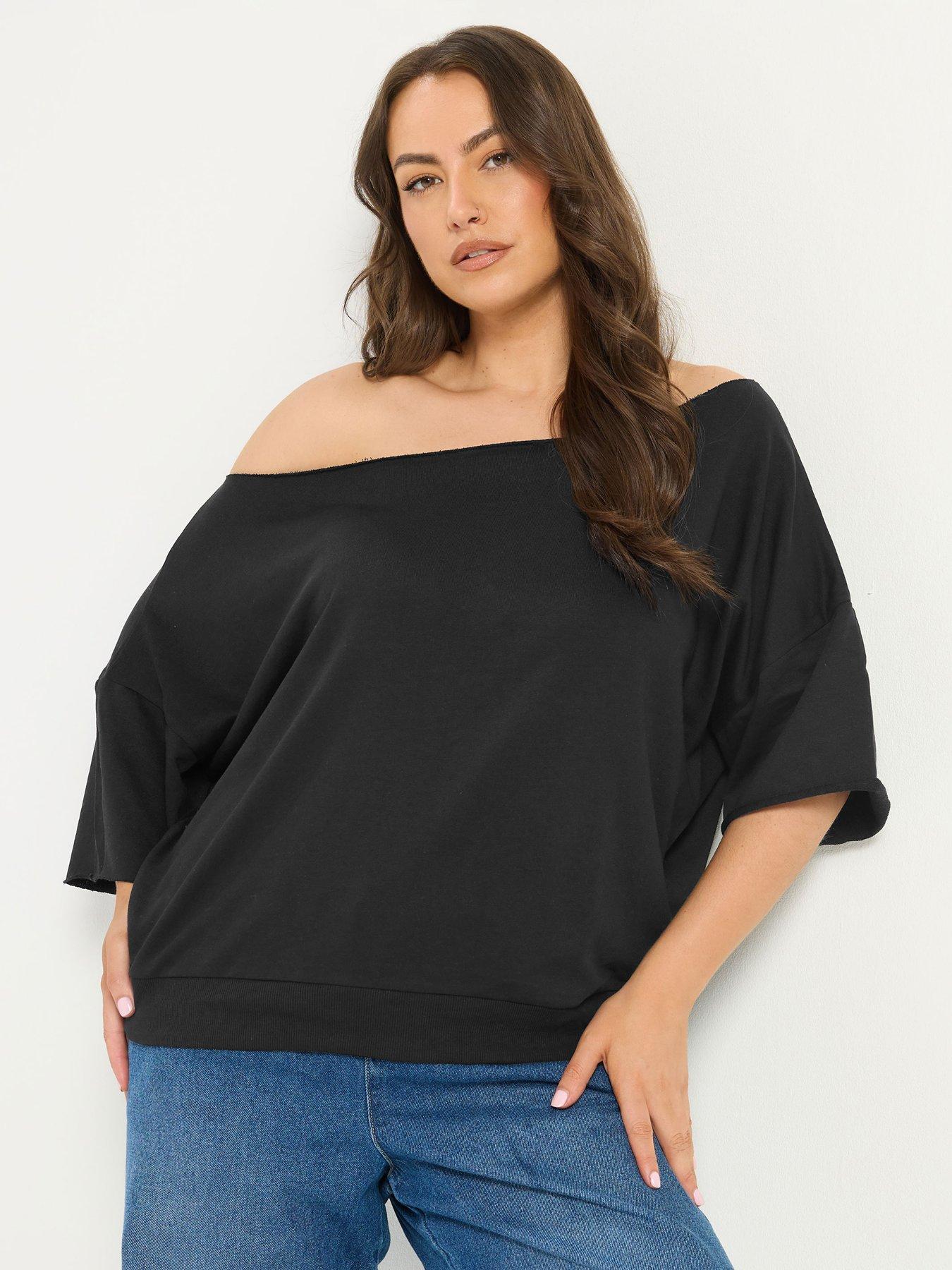 Yours Curve Off Shoulder Sweatshirt - Black