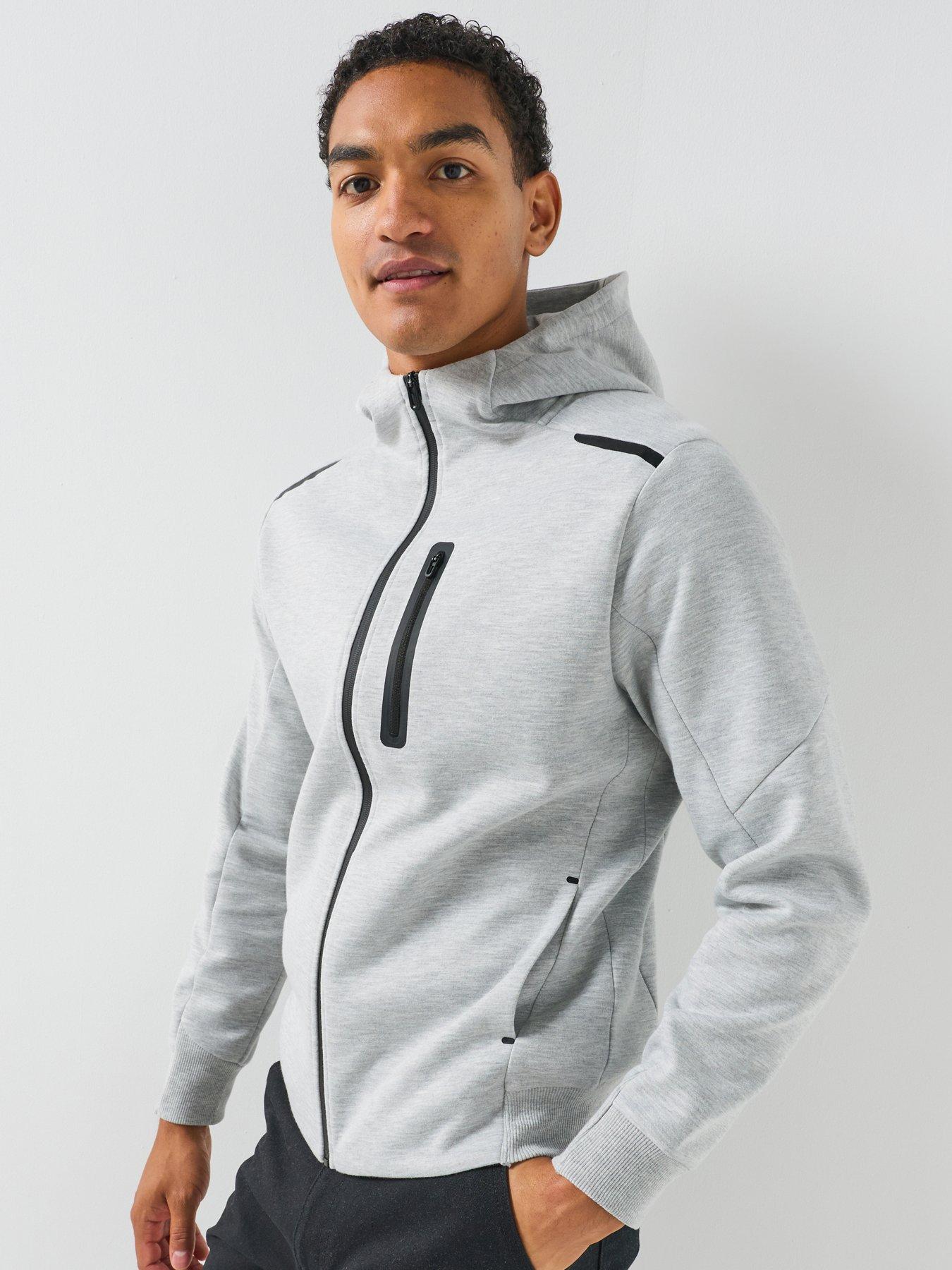 Image 1 of 6 of Jack & Jones Fusion Zip Through Hoodie - Light Grey