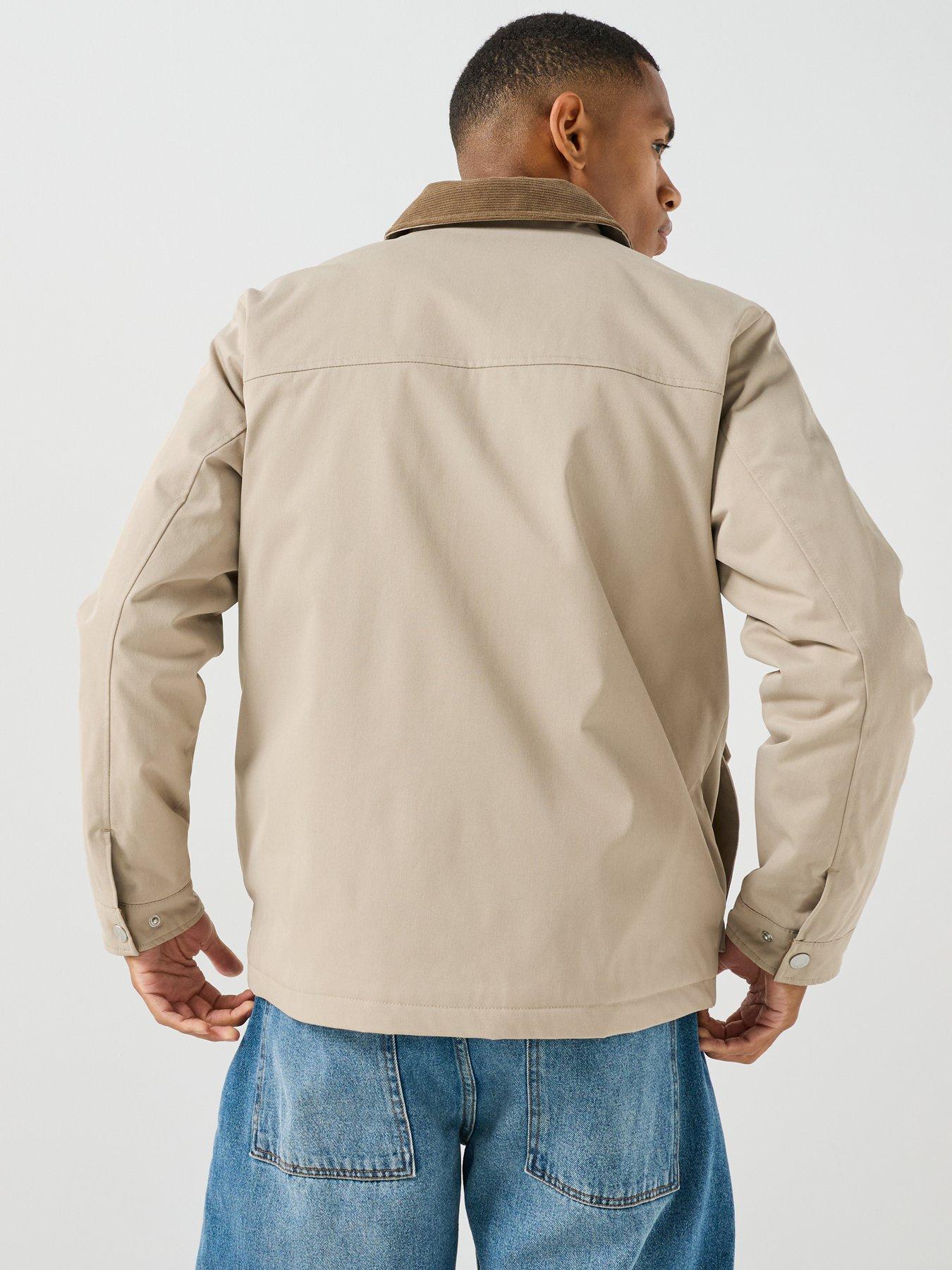 Image 2 of 6 of Jack & Jones Norrerbro Padded Barn Jacket with Corduroy Collar - Beige