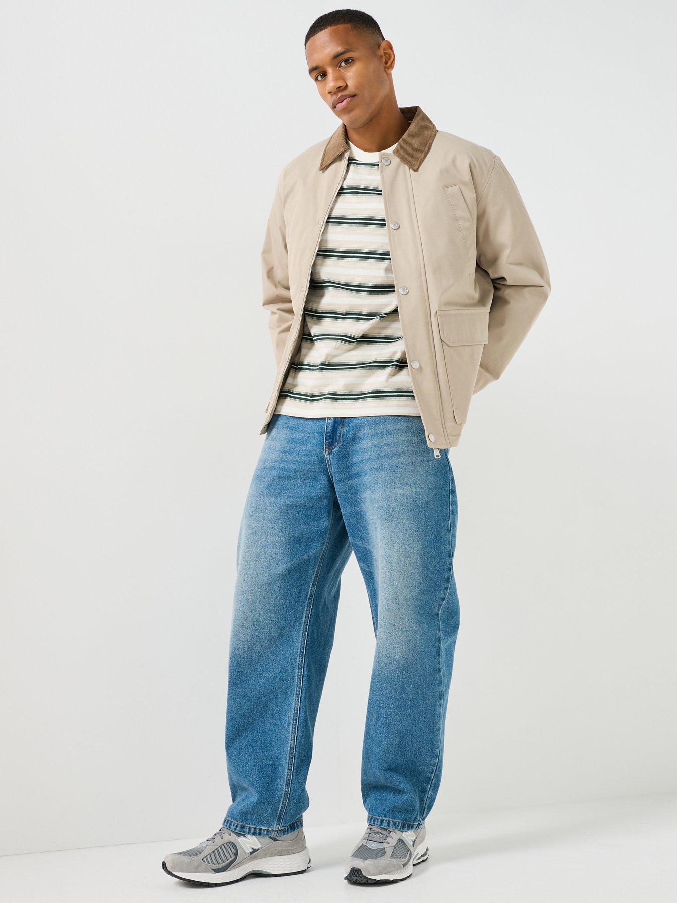 Image 3 of 6 of Jack & Jones Norrerbro Padded Barn Jacket with Corduroy Collar - Beige