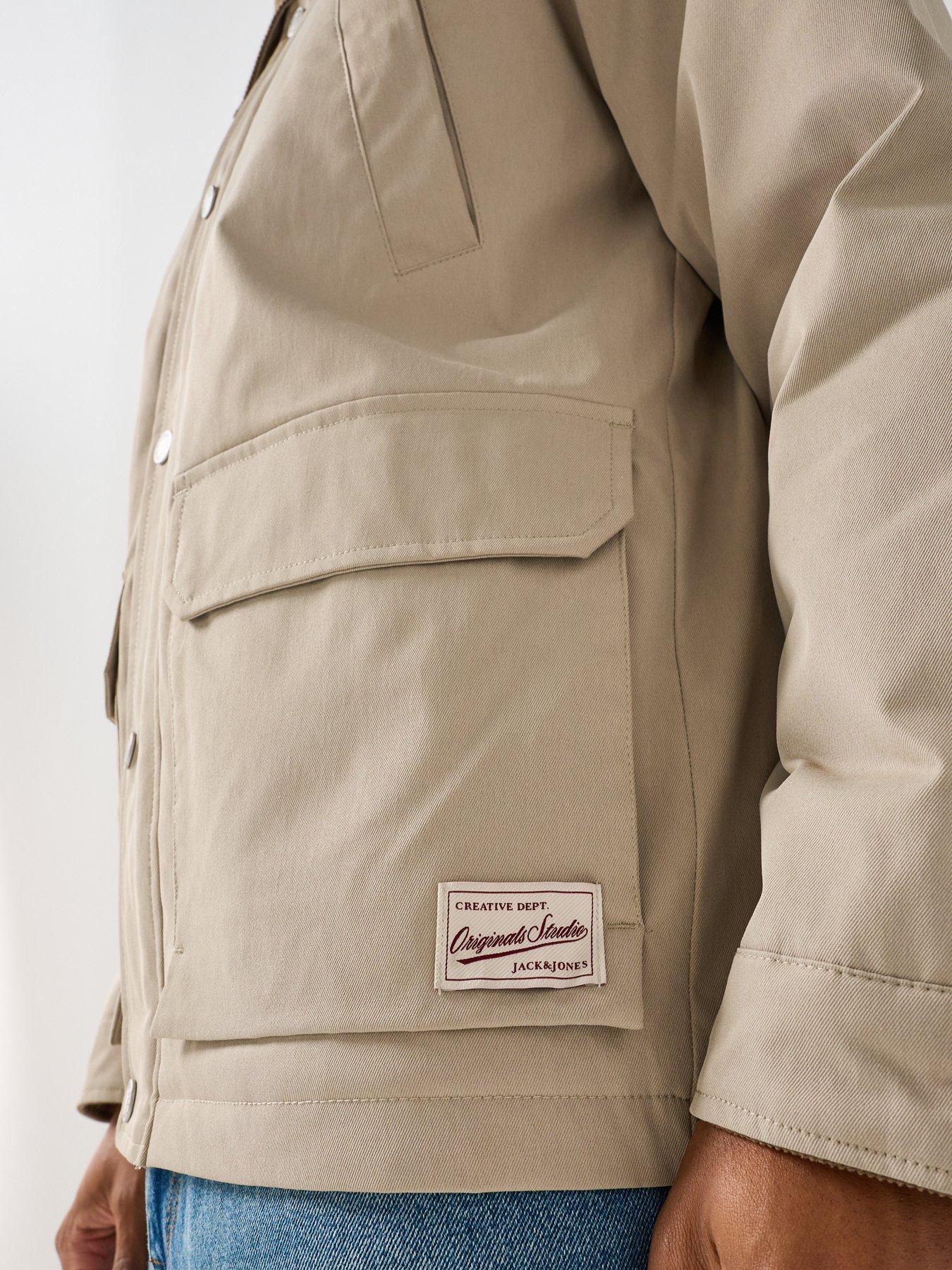 Image 4 of 6 of Jack & Jones Norrerbro Padded Barn Jacket with Corduroy Collar - Beige