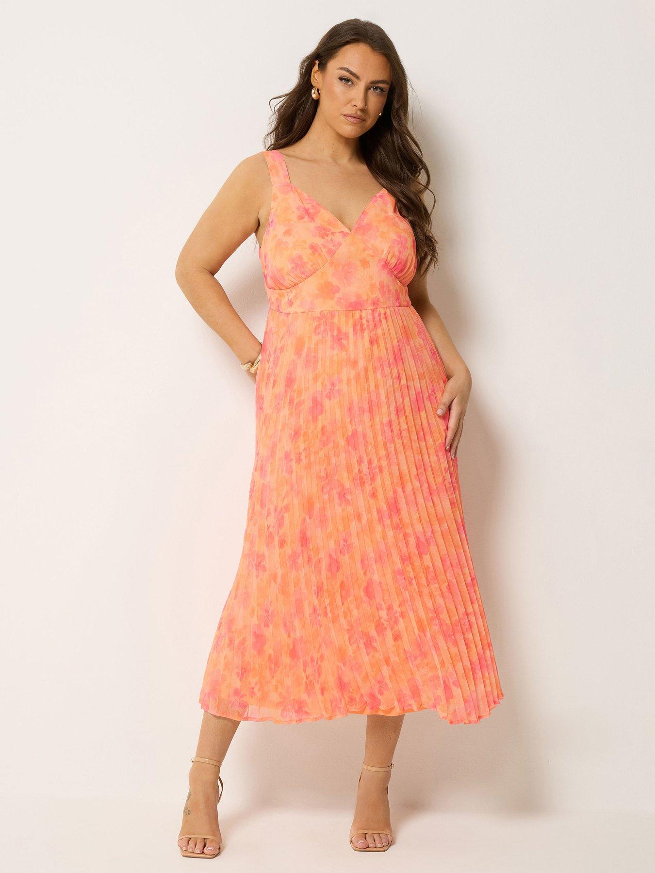 Yours Curve Pleated Chiffon Dress