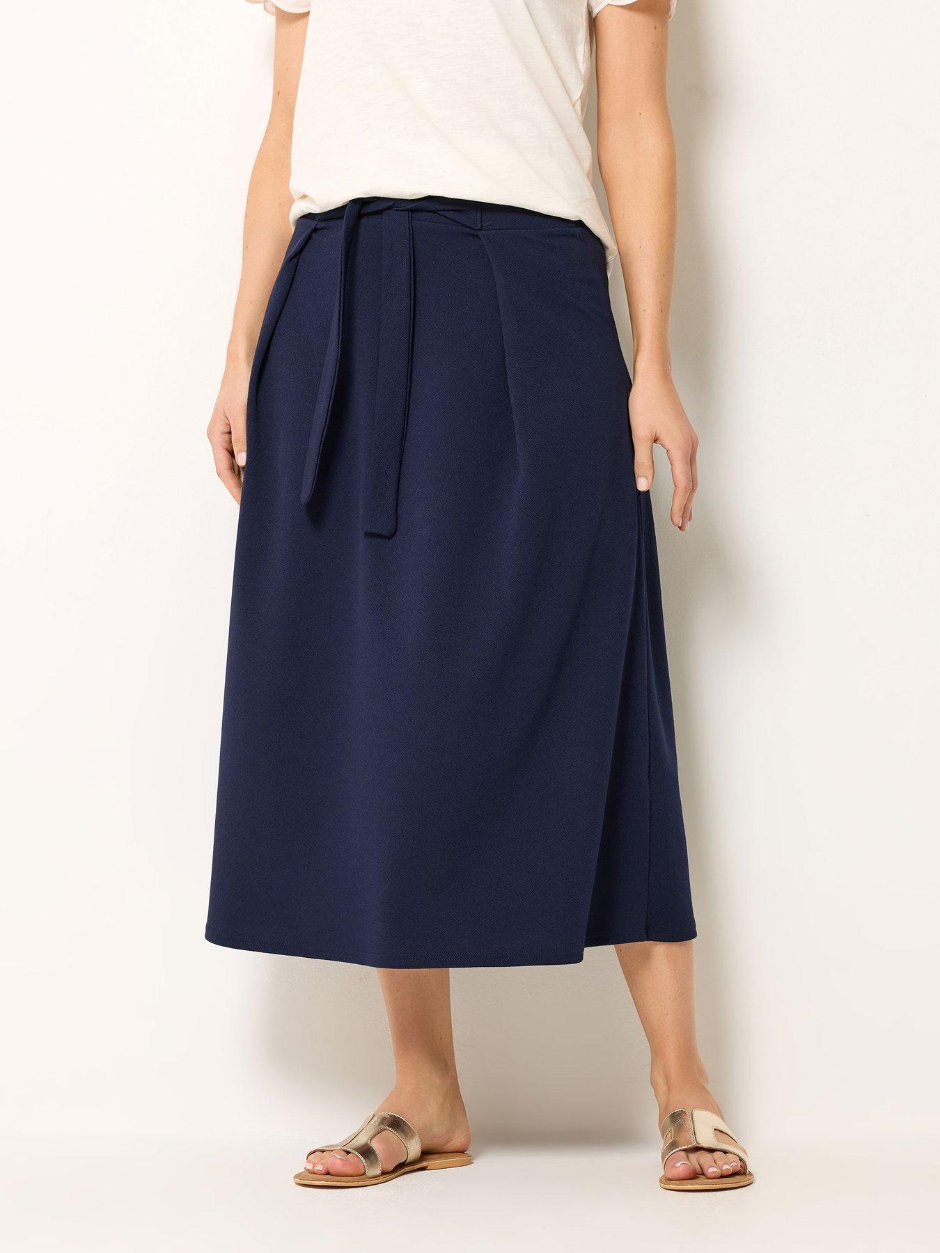 Long Tall Sally Tie Waist A-Line Midi Skirt - Blue