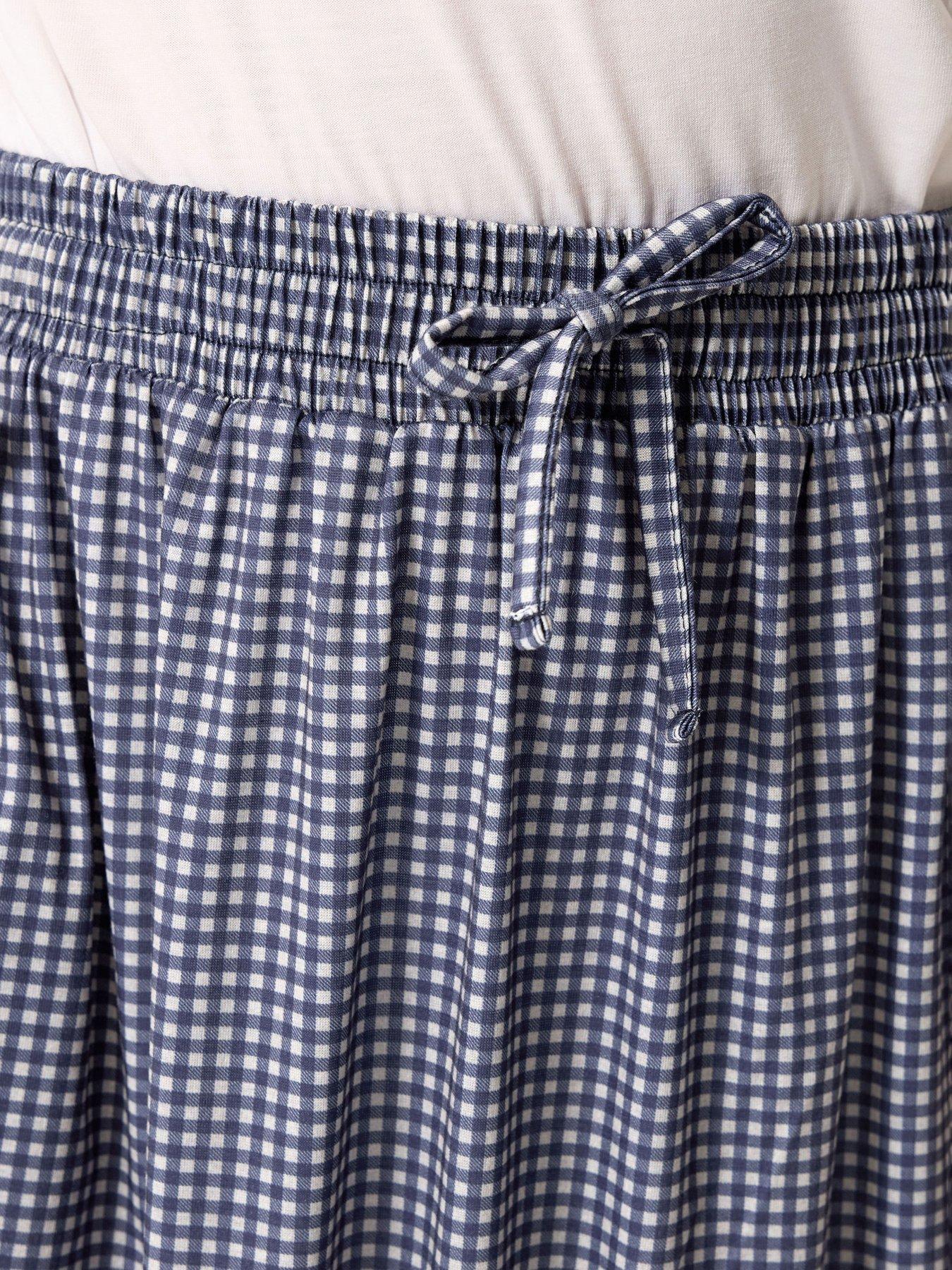 Image 4 of 5 of Long Tall Sally Gingham Shirred Waist Skirt - Blue