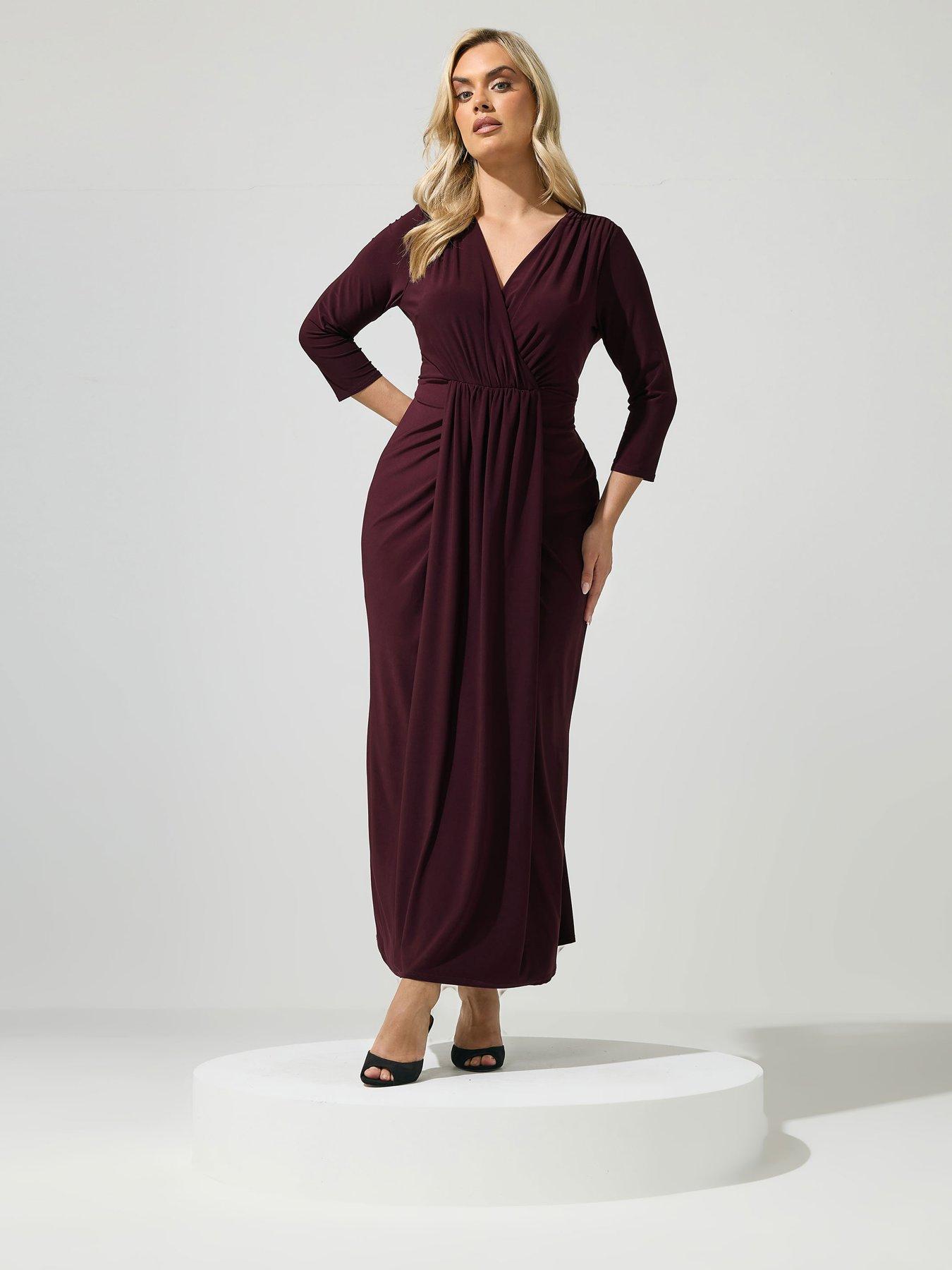 Yours Curve Maxi Drape Dress - Purple