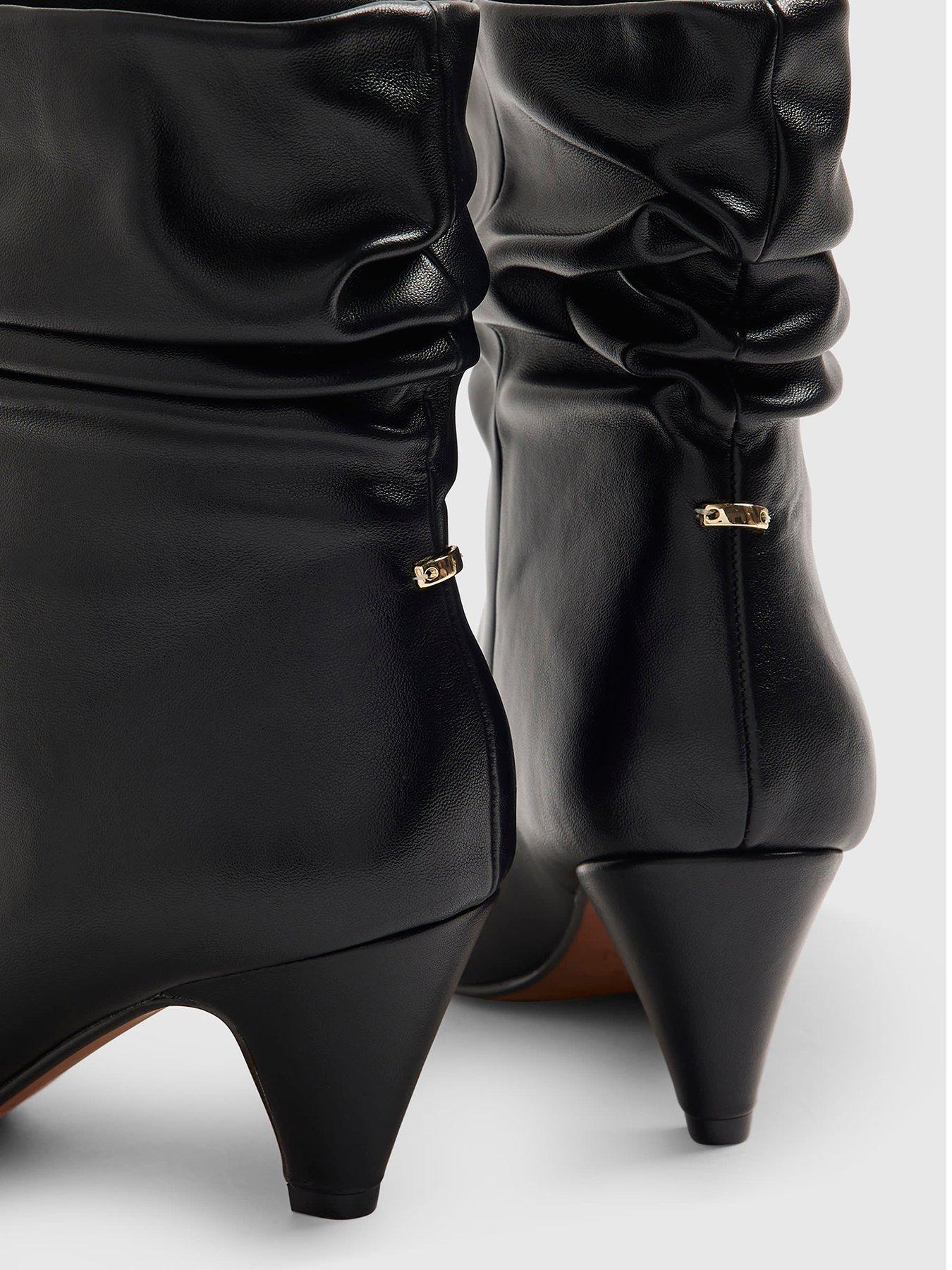 Image 5 of 6 of River Island Faux Leather Slouchy Point Toe Boots - Black