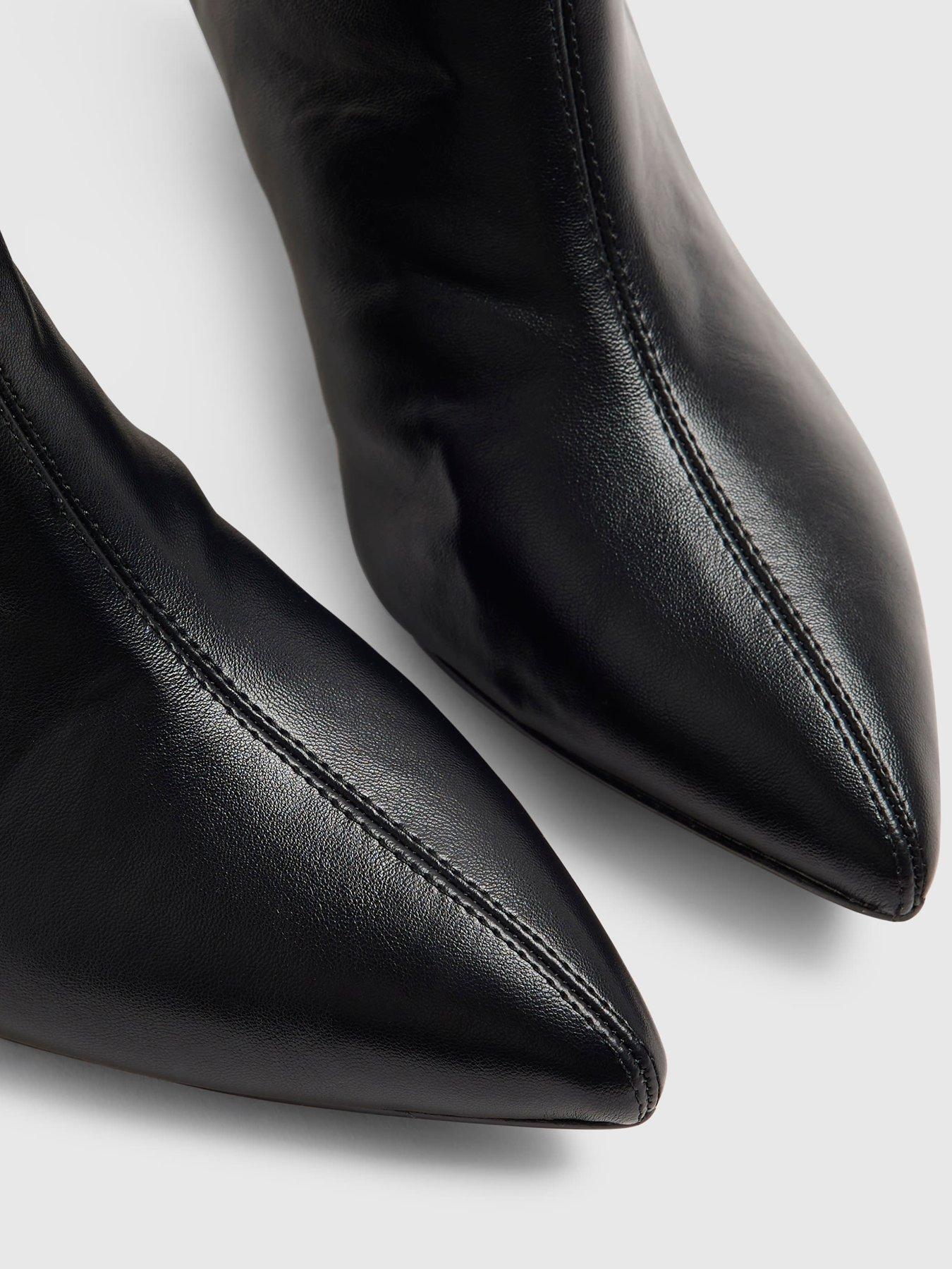 Image 6 of 6 of River Island Faux Leather Slouchy Point Toe Boots - Black