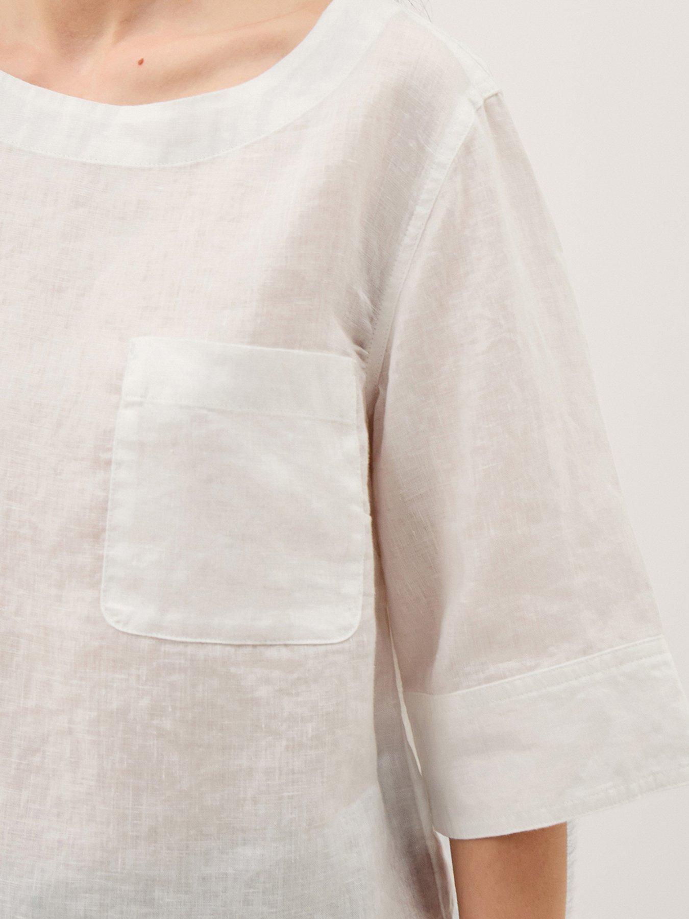 Image 5 of 6 of Monsoon Ingrid Linen T-Shirt - White