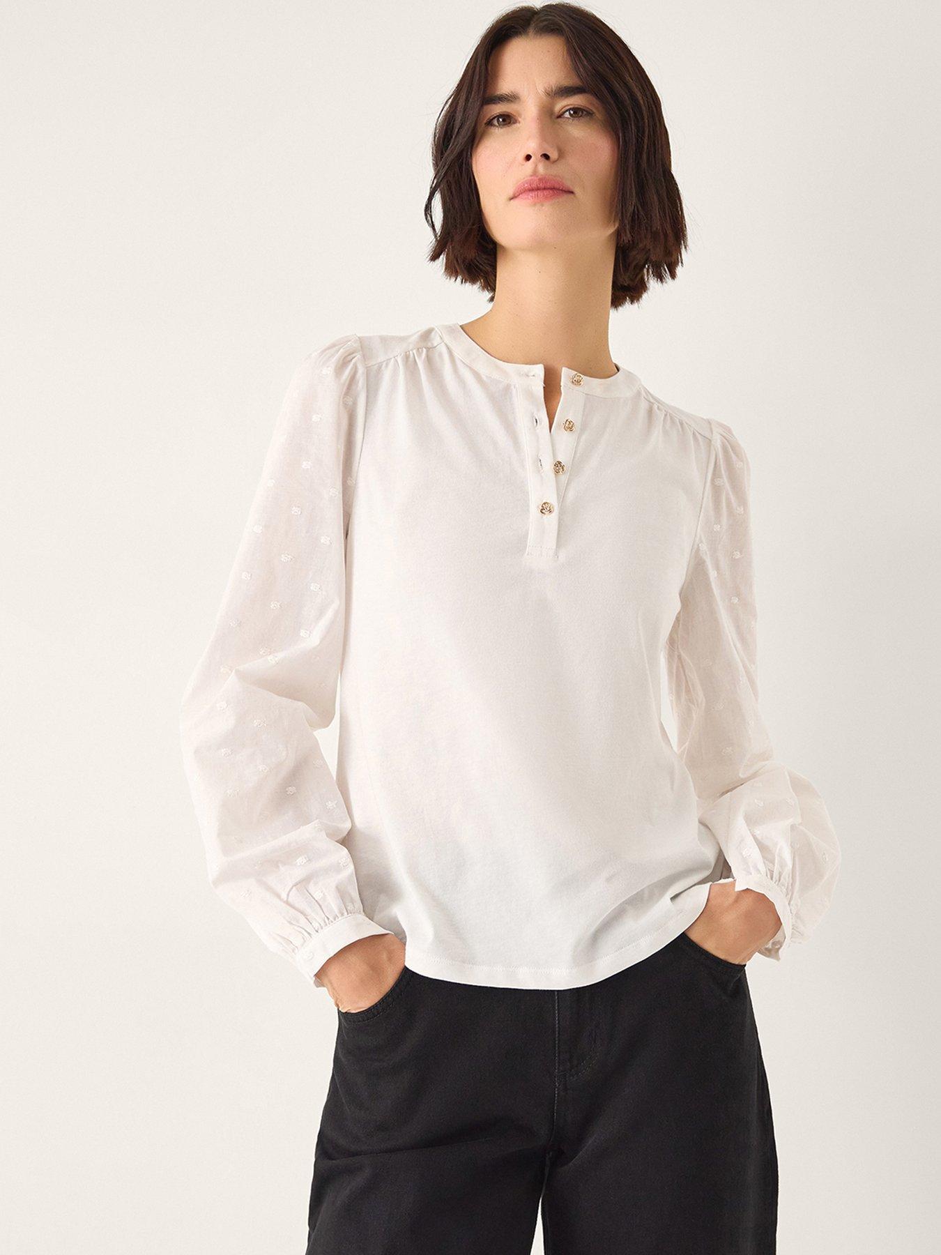Image 1 of 6 of Monsoon Flossy Fabric Mix Top