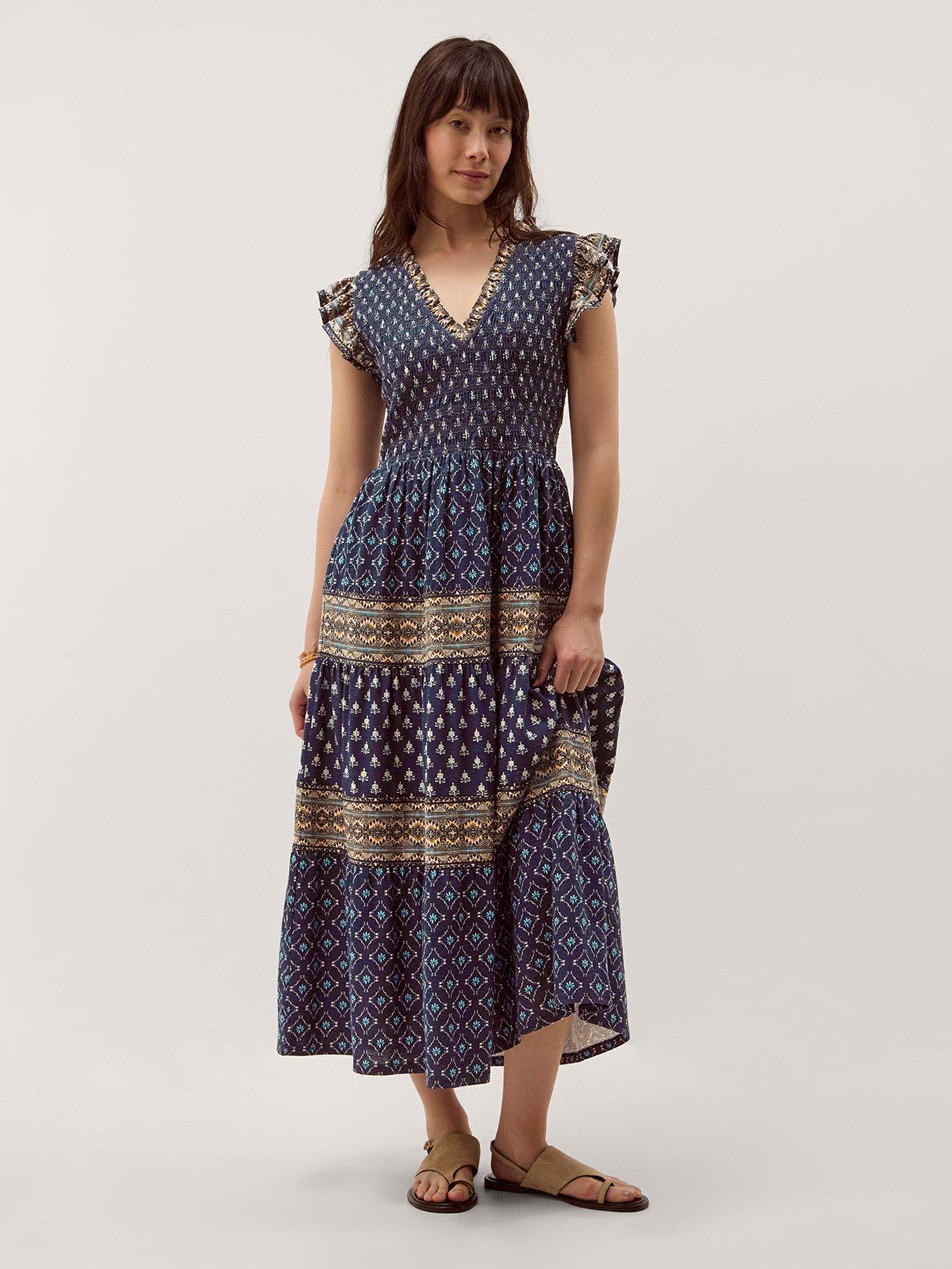 Image 1 of 5 of Monsoon Amaya Jersey Maxi Dress - Blue