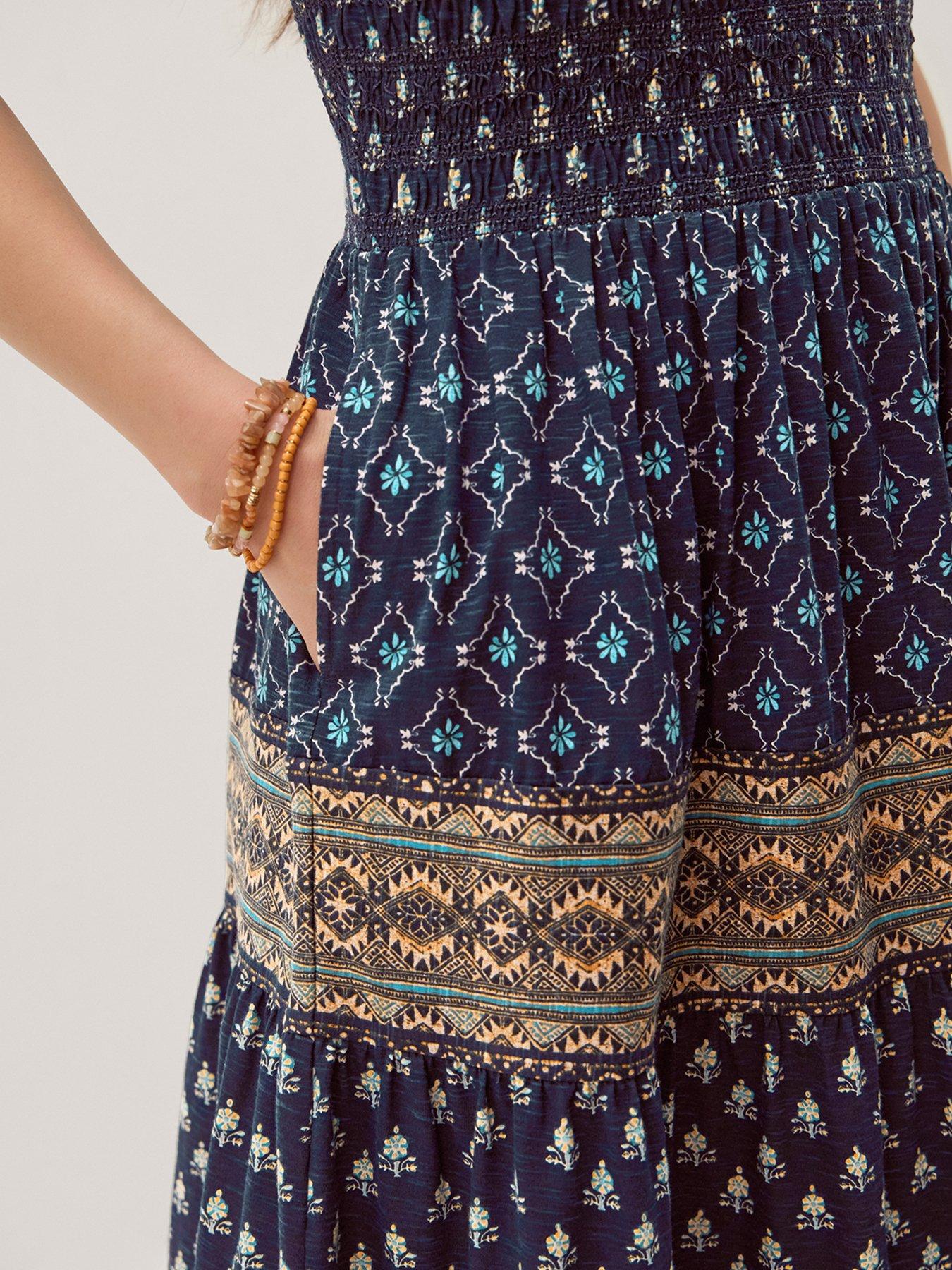 Image 4 of 5 of Monsoon Amaya Jersey Maxi Dress - Blue