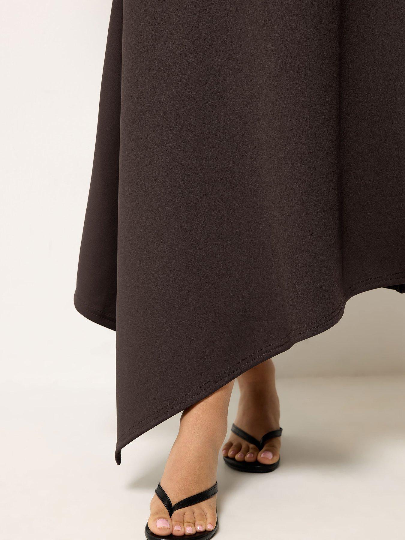 Image 4 of 4 of PixieGirl Petite Hanky Hem Skirt - Brown