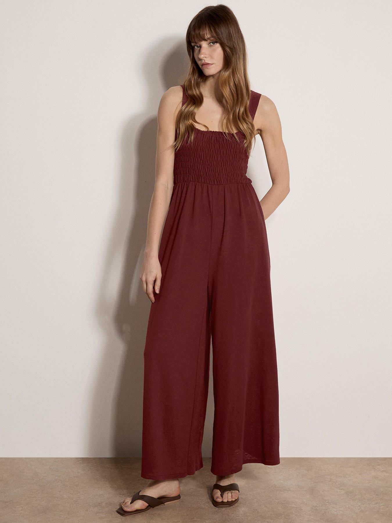 Apricot Smoked Easy Jersey Slub Jumpsuit