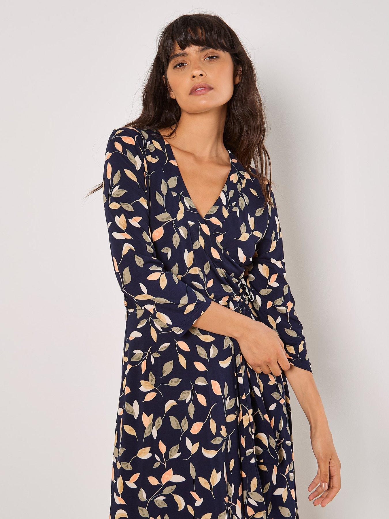Image 3 of 4 of Apricot Multi Leaf Ity Maxi Dress