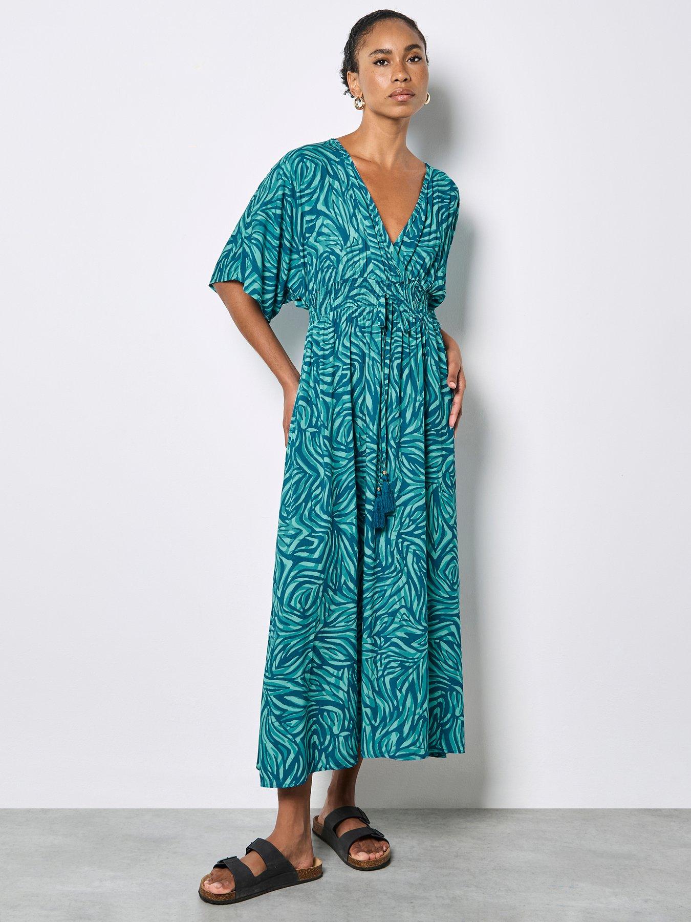 Image 1 of 4 of Apricot Zebra Swirl Tassel Kimono Maxi