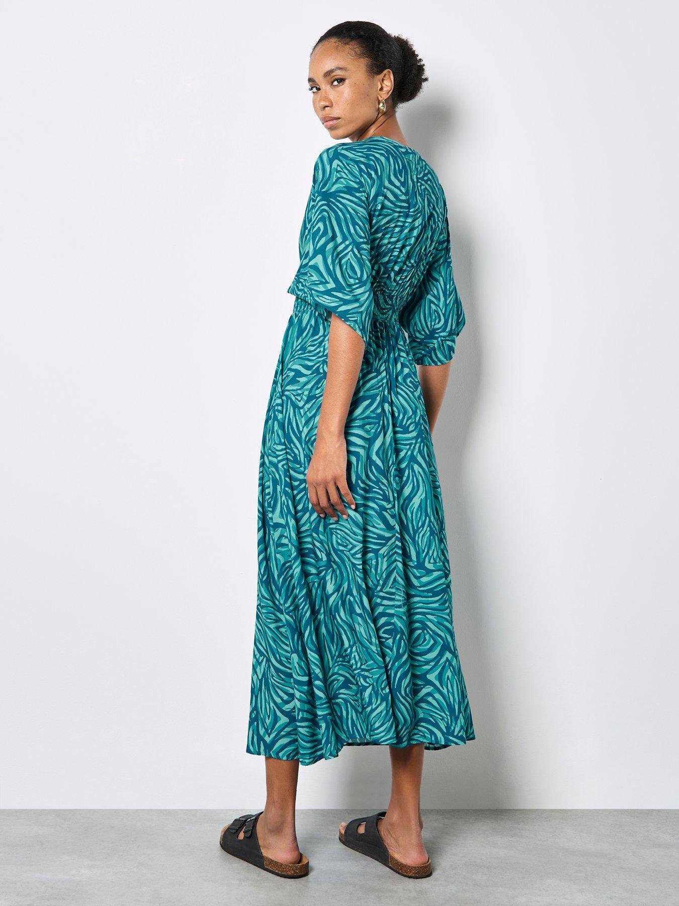 Image 2 of 4 of Apricot Zebra Swirl Tassel Kimono Maxi