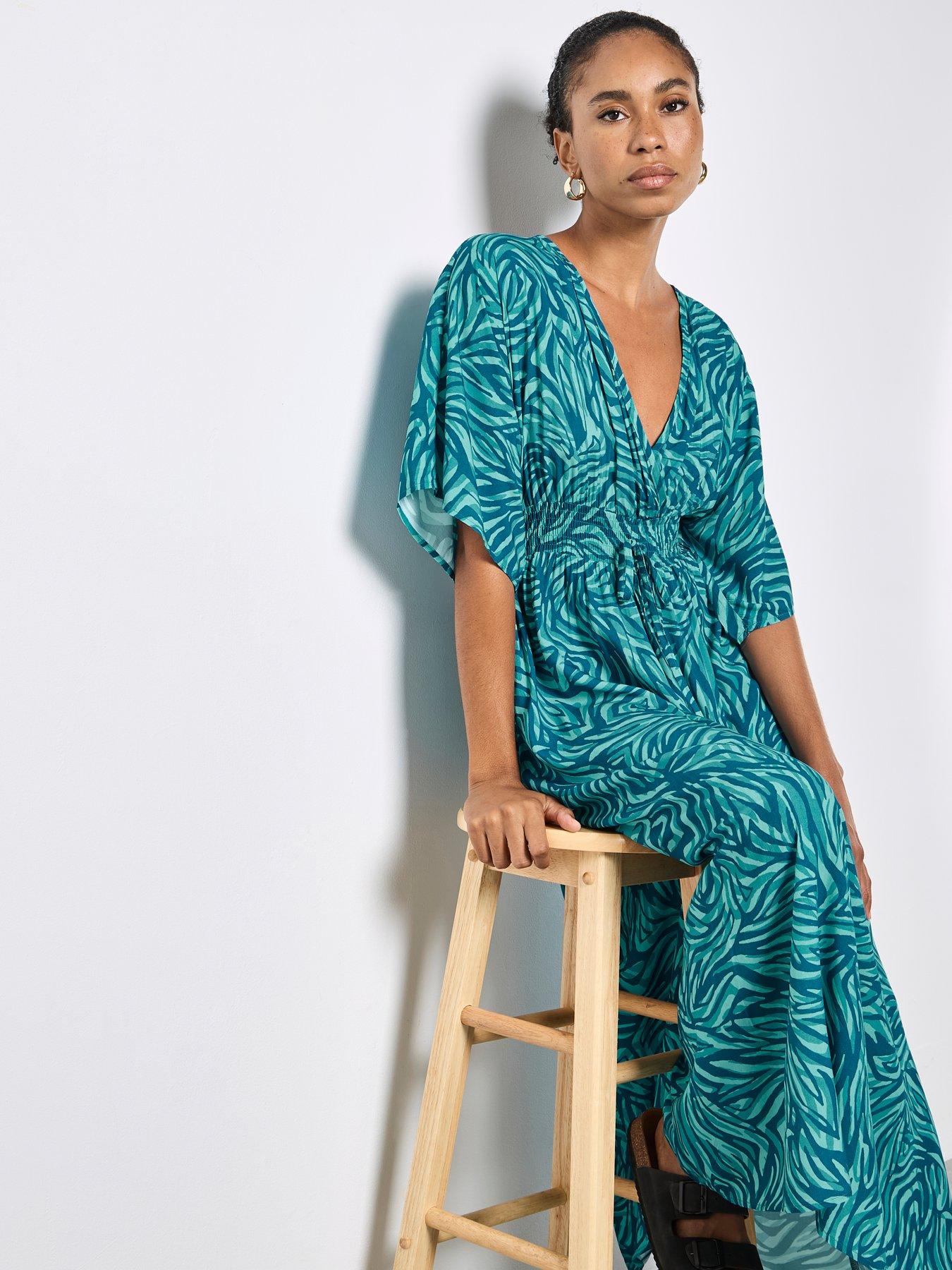 Image 3 of 4 of Apricot Zebra Swirl Tassel Kimono Maxi