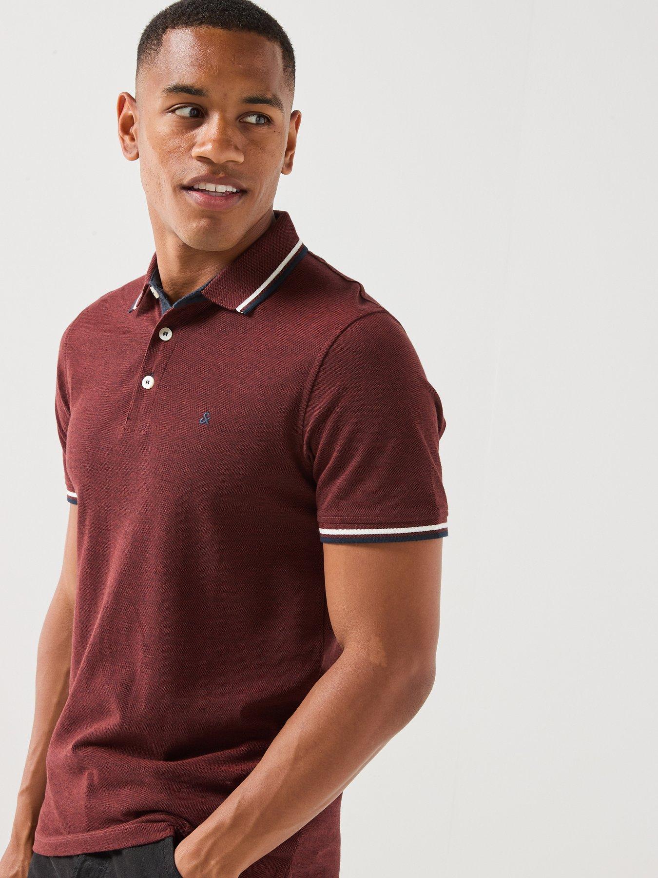 Image 1 of 5 of Jack & Jones Paulos Short Sleeve Polo Shirt - Dark Red
