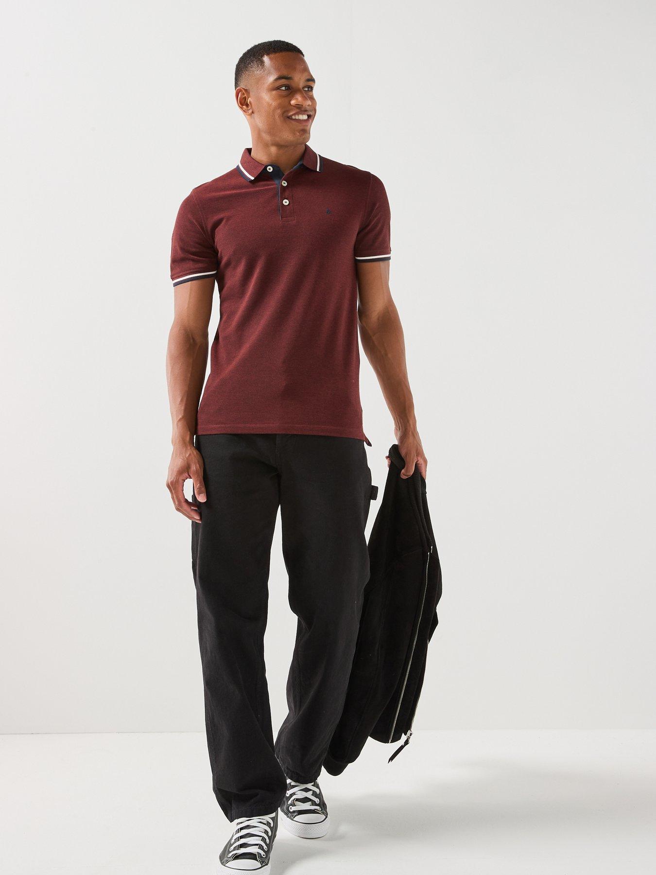 Image 3 of 5 of Jack & Jones Paulos Short Sleeve Polo Shirt - Dark Red