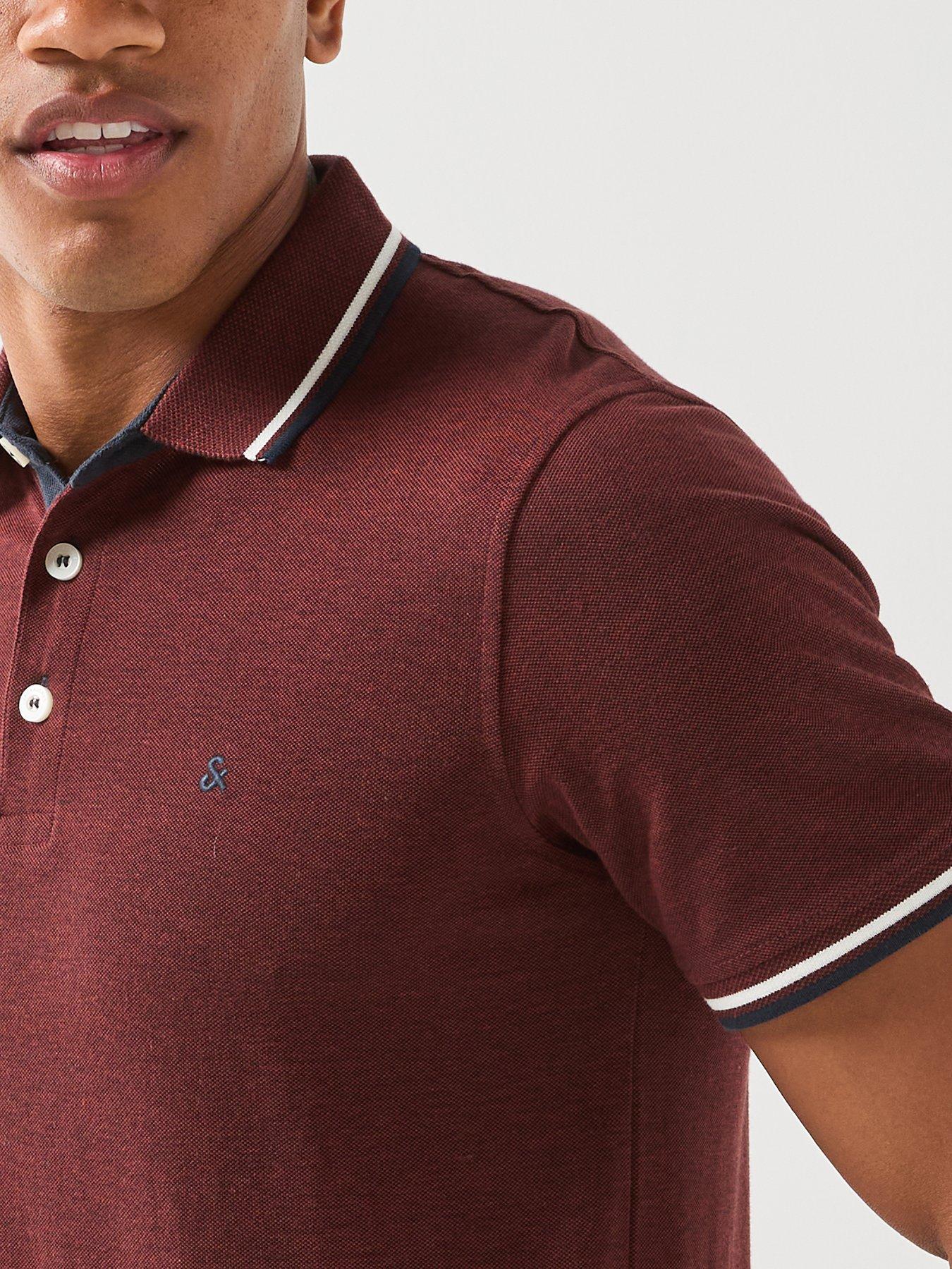 Image 4 of 5 of Jack & Jones Paulos Short Sleeve Polo Shirt - Dark Red