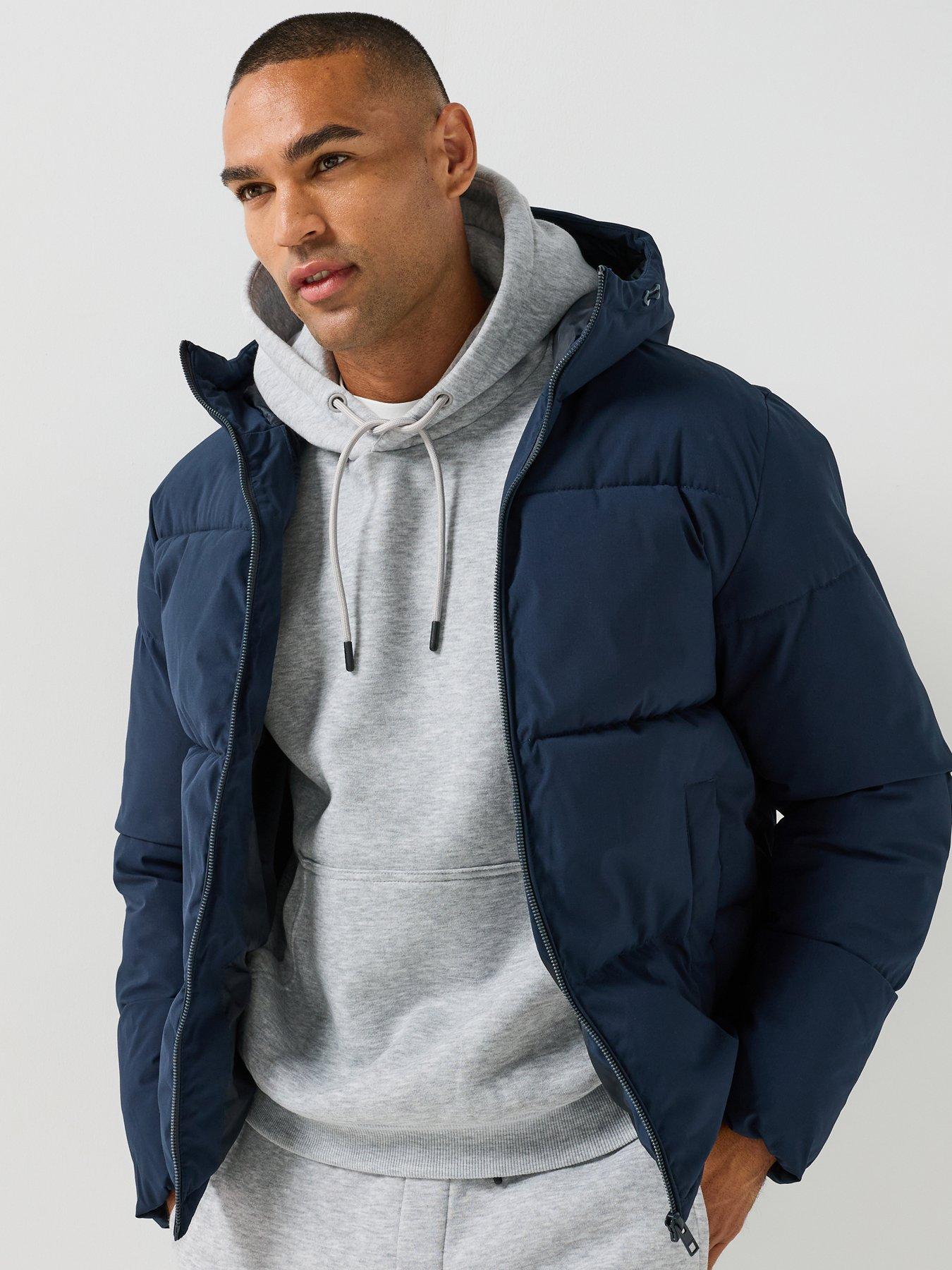 Image 1 of 6 of Jack & Jones Mens Hooded Padded Puffer Jacket - Sky Captain