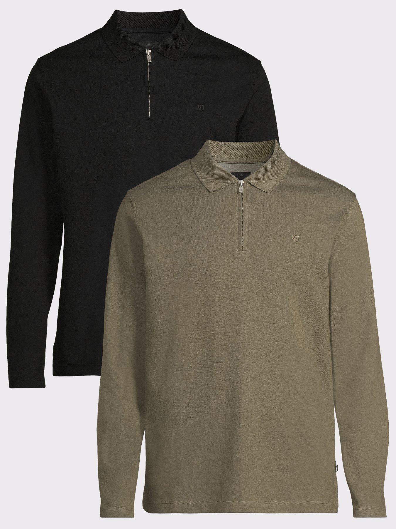 Image 1 of 5 of Jack & Jones Jack &amp; Jones Premium Ethan Long Sleeve Polo Shirt 2 Pack