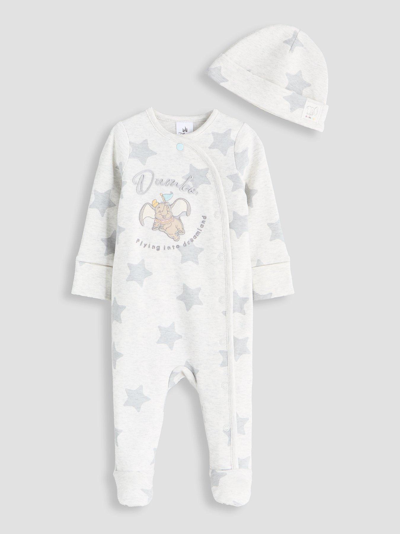 Image 1 of 5 of The Very Collection Girls Disney Dumbo Popper Front Sleepsuit And Hat - Cream