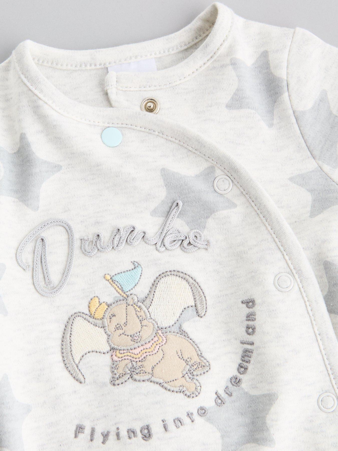 Image 4 of 5 of The Very Collection Girls Disney Dumbo Popper Front Sleepsuit And Hat - Cream